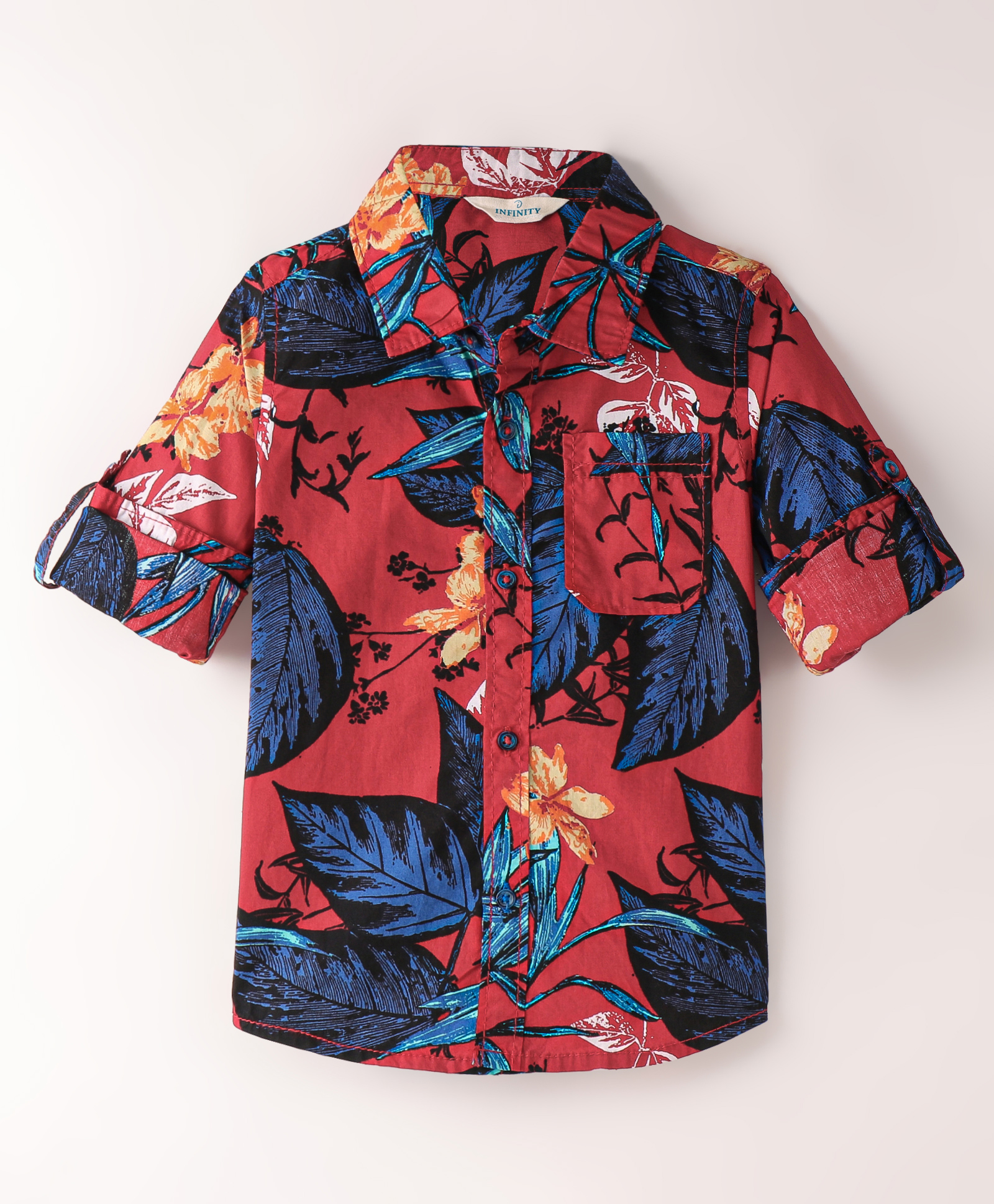 INFINITY Cotton Woven Full Sleeves Floral Printed Shirt - Red-picture-22