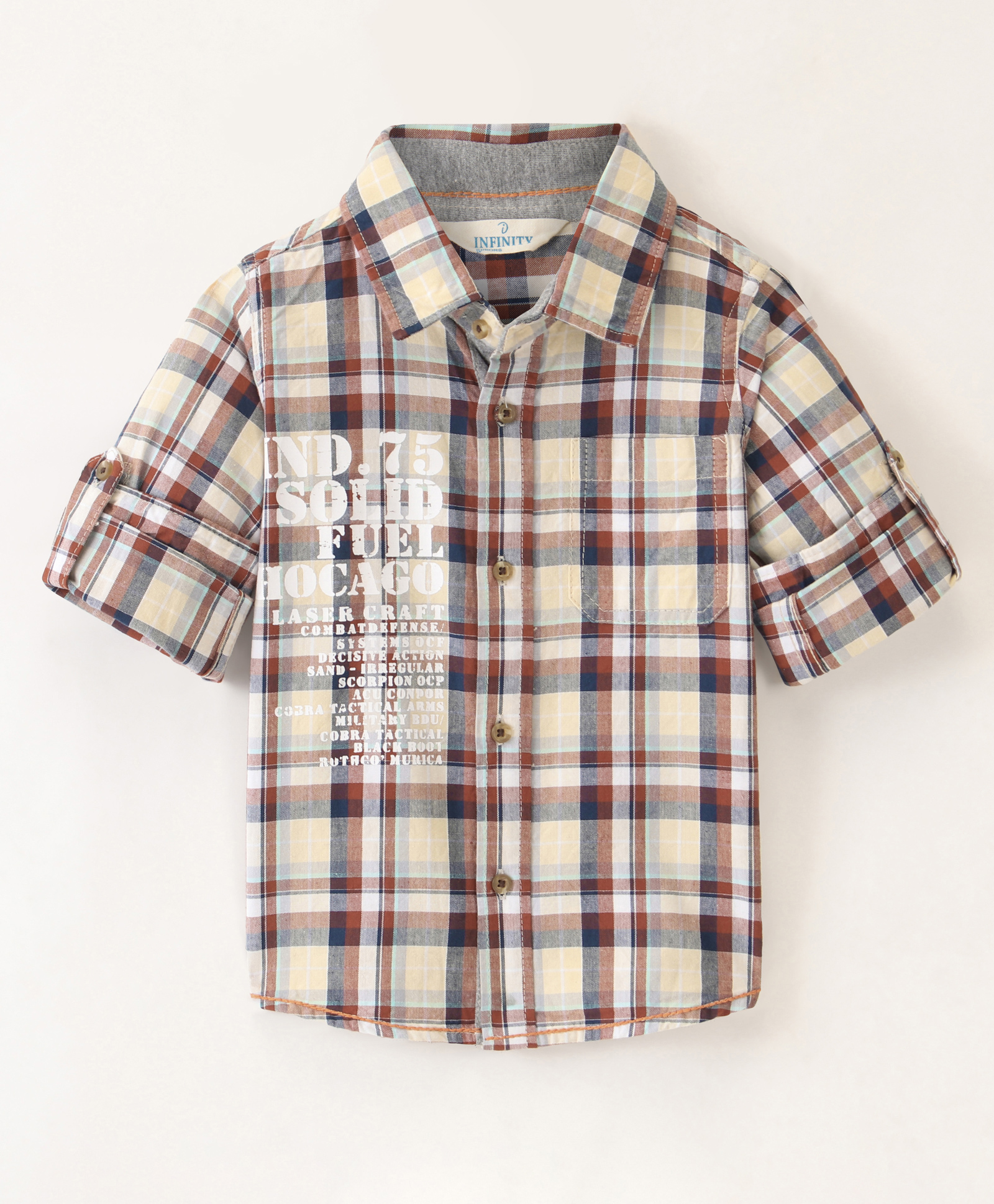 INFINITY Cotton Woven Full Sleeves Yarn Dye Checked  Shirt - Brown-picture-12