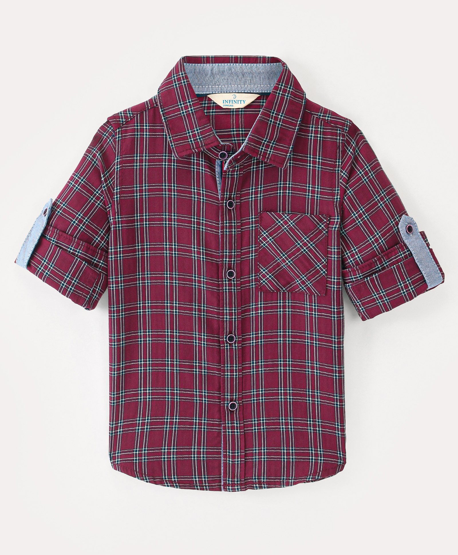 INFINITY Full Sleeves Checked Shirt - Maroon-picture-20