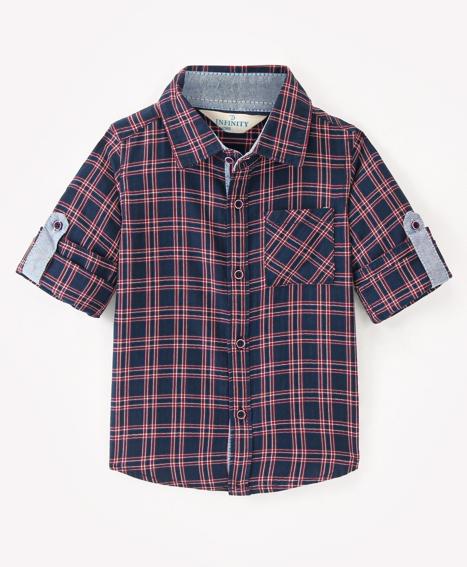INFINITY Full Sleeves Checked Shirt - Navy Blue-image-17