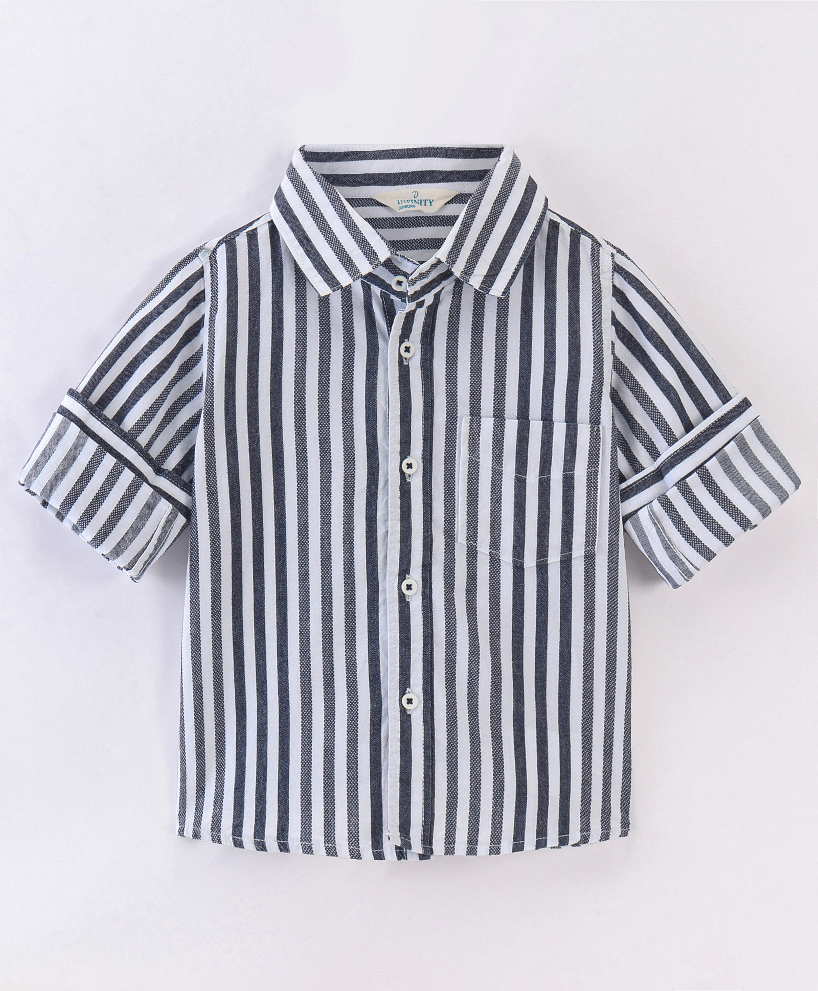INFINITY Cotton Woven Full Sleeves Striped Shirt - White-image-32