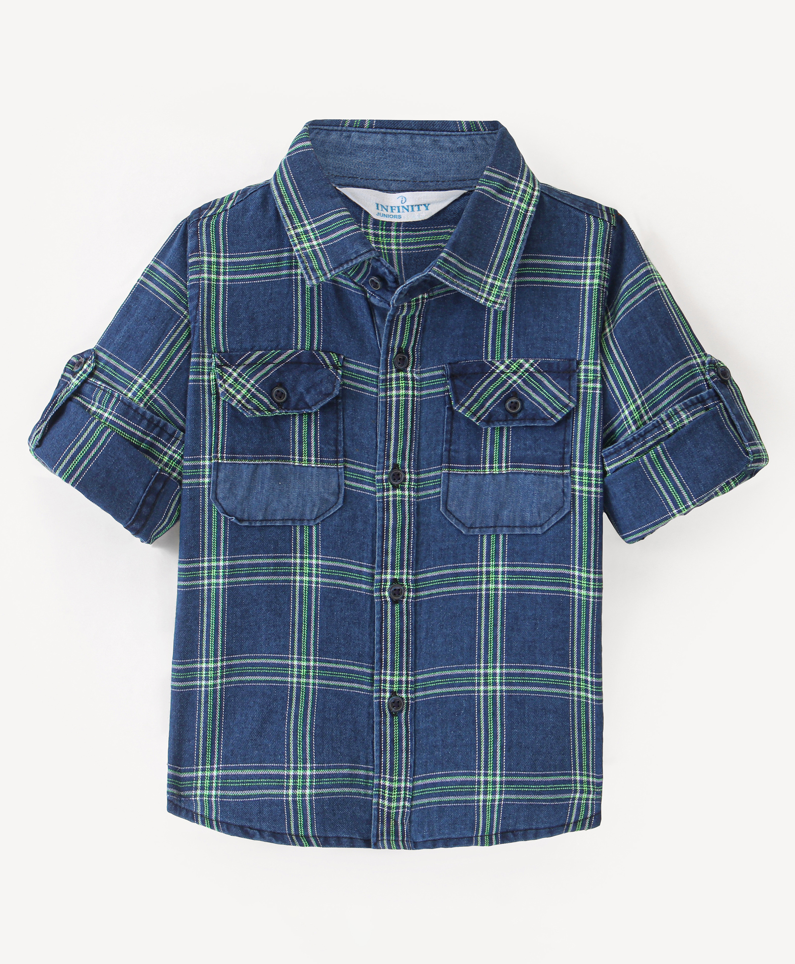 INFINITY Cotton Woven Full Sleeves Checked Shirt - Blue-picture-14