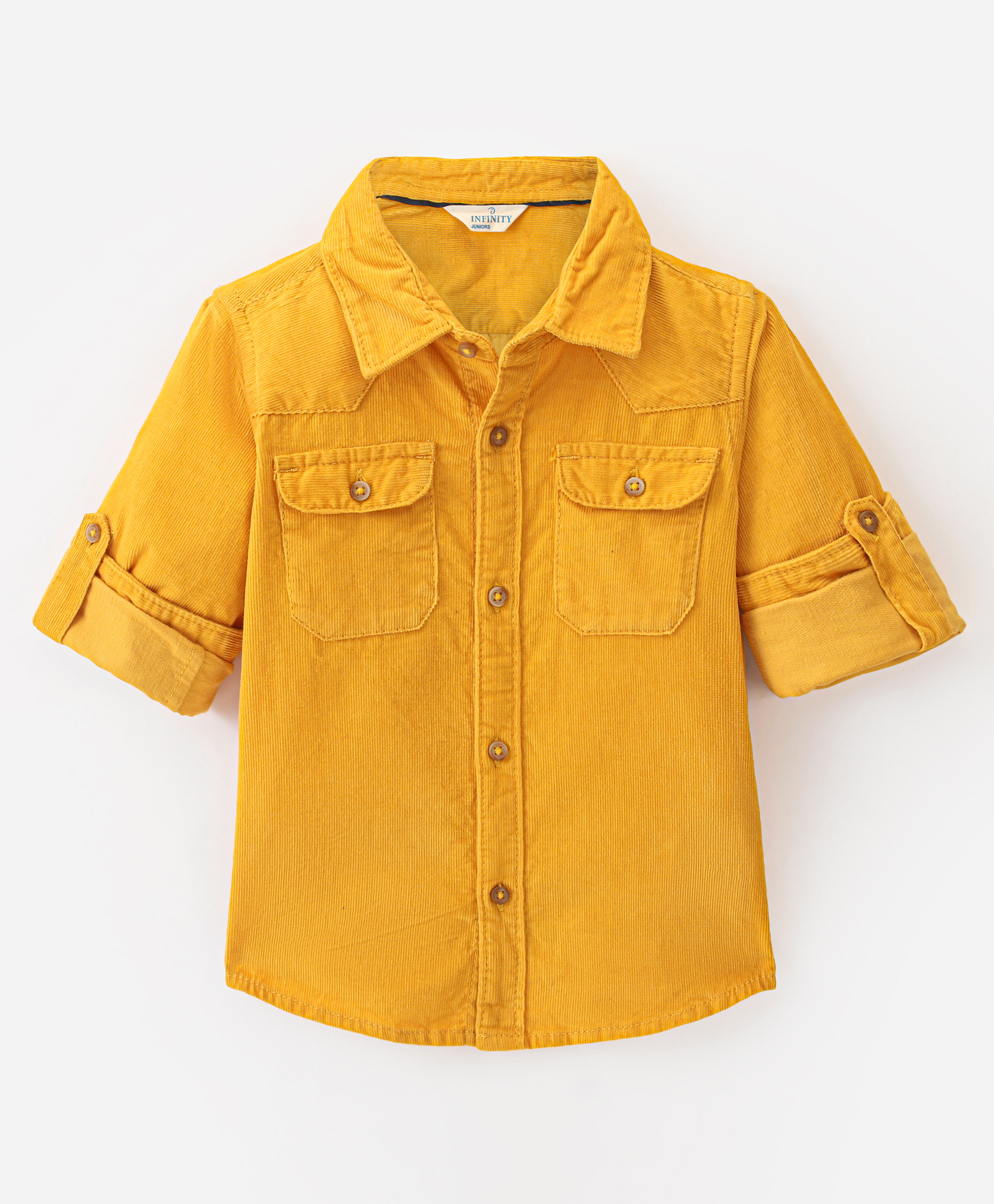 INFINITY Cotton Woven Full Sleeves  Ribbed Shirt - Yellow-picture-26