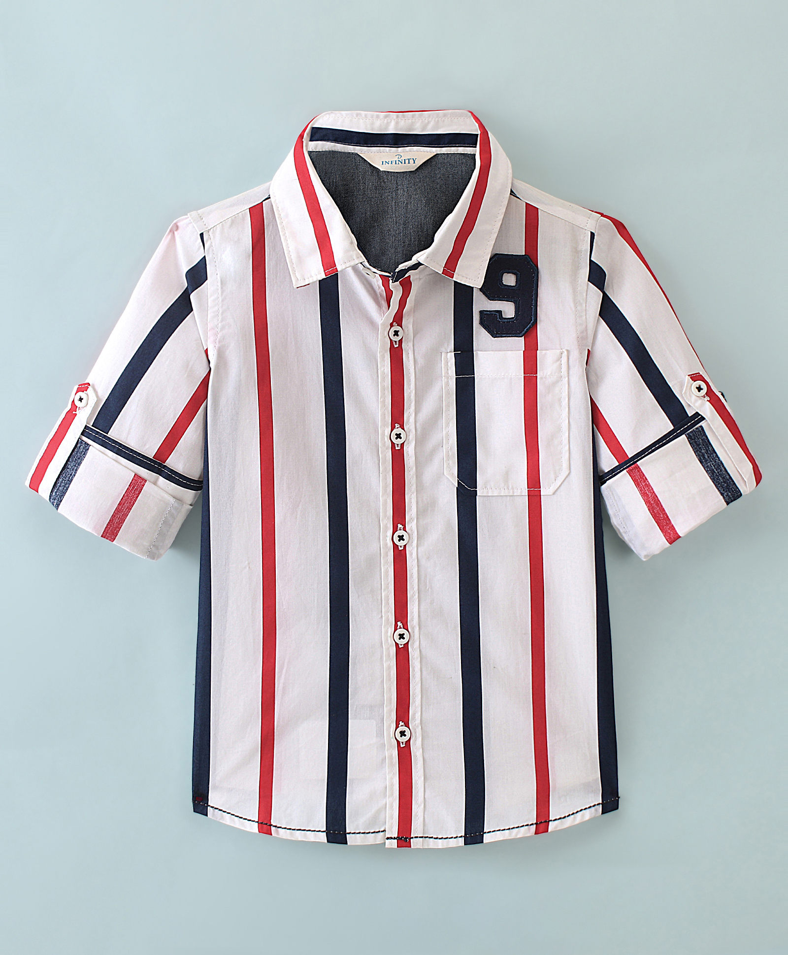 INFINITY Cotton Woven Full Sleeves Striped Shirt - White-picture-37