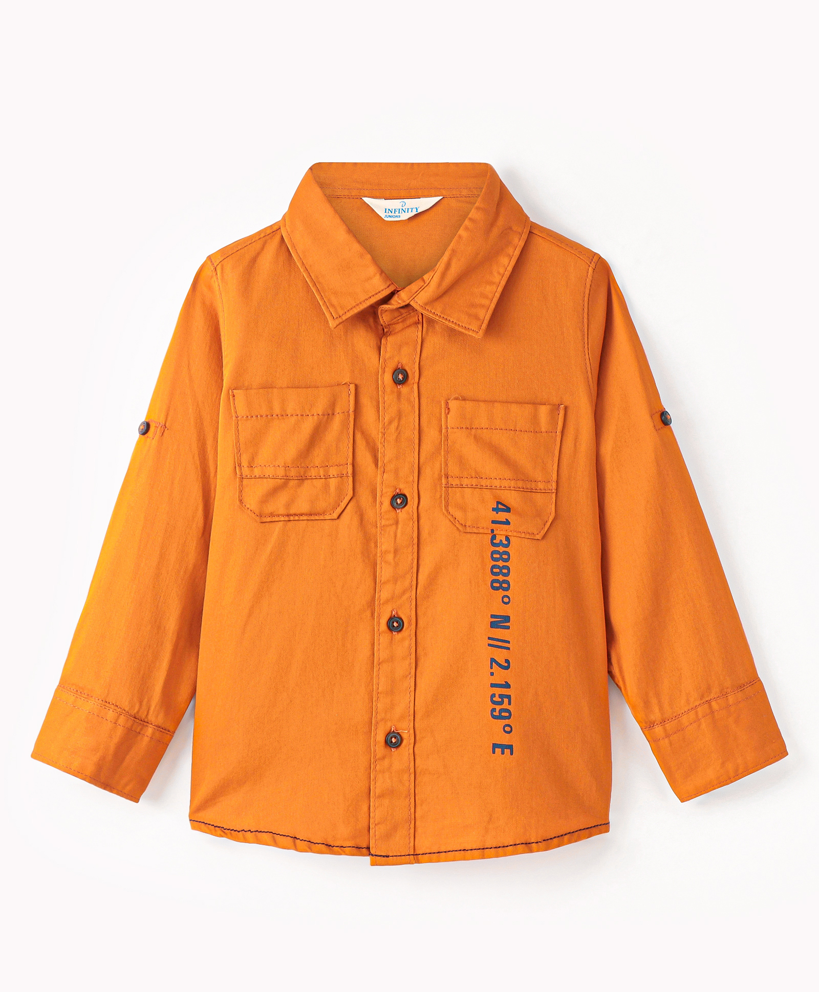 INFINITY Cotton Woven Full Sleeves Placement Text  Shirt - Mustard-picture-31