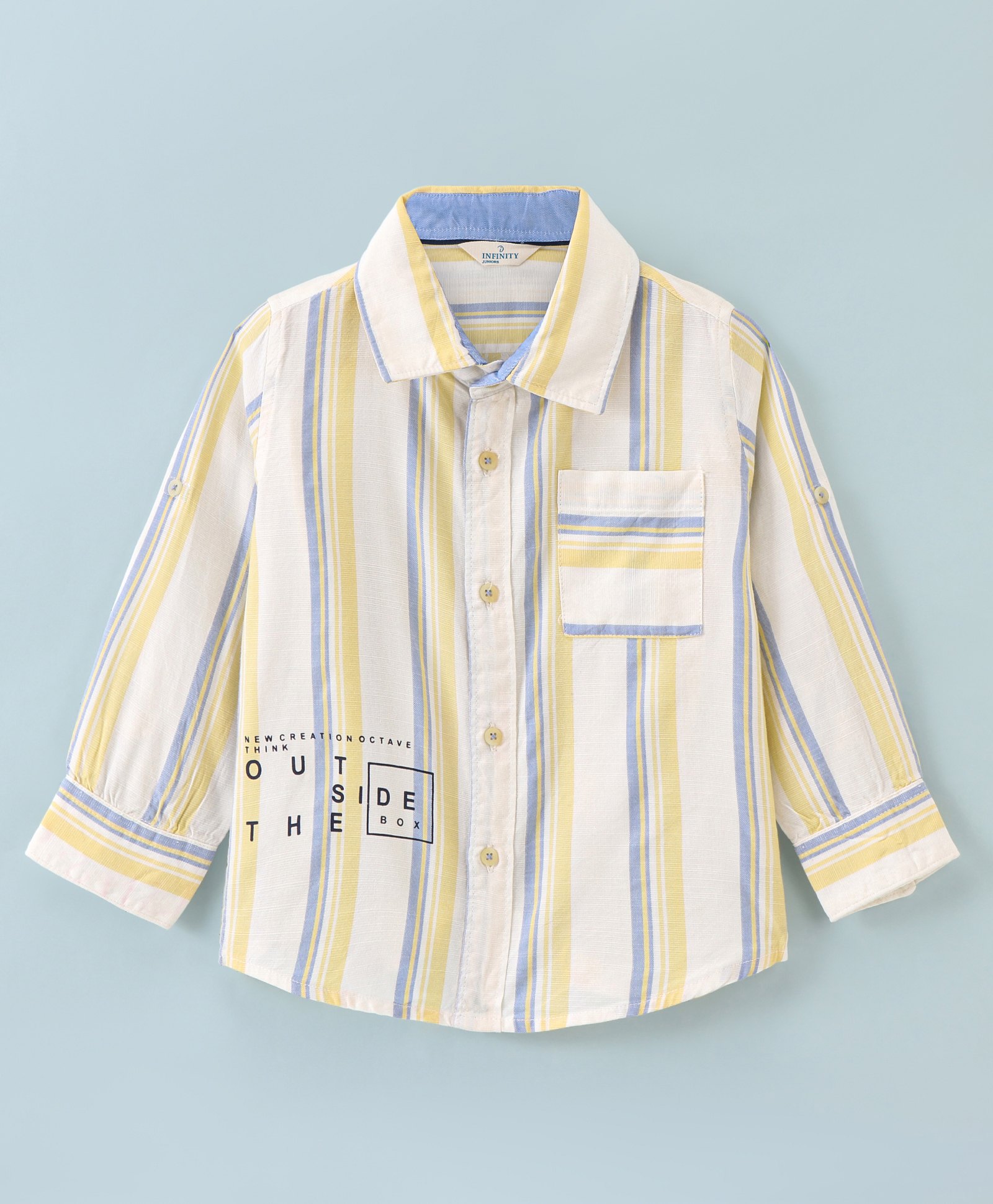 INFINITY Cotton Woven Full Sleeves Striped Shirt - White-picture-19