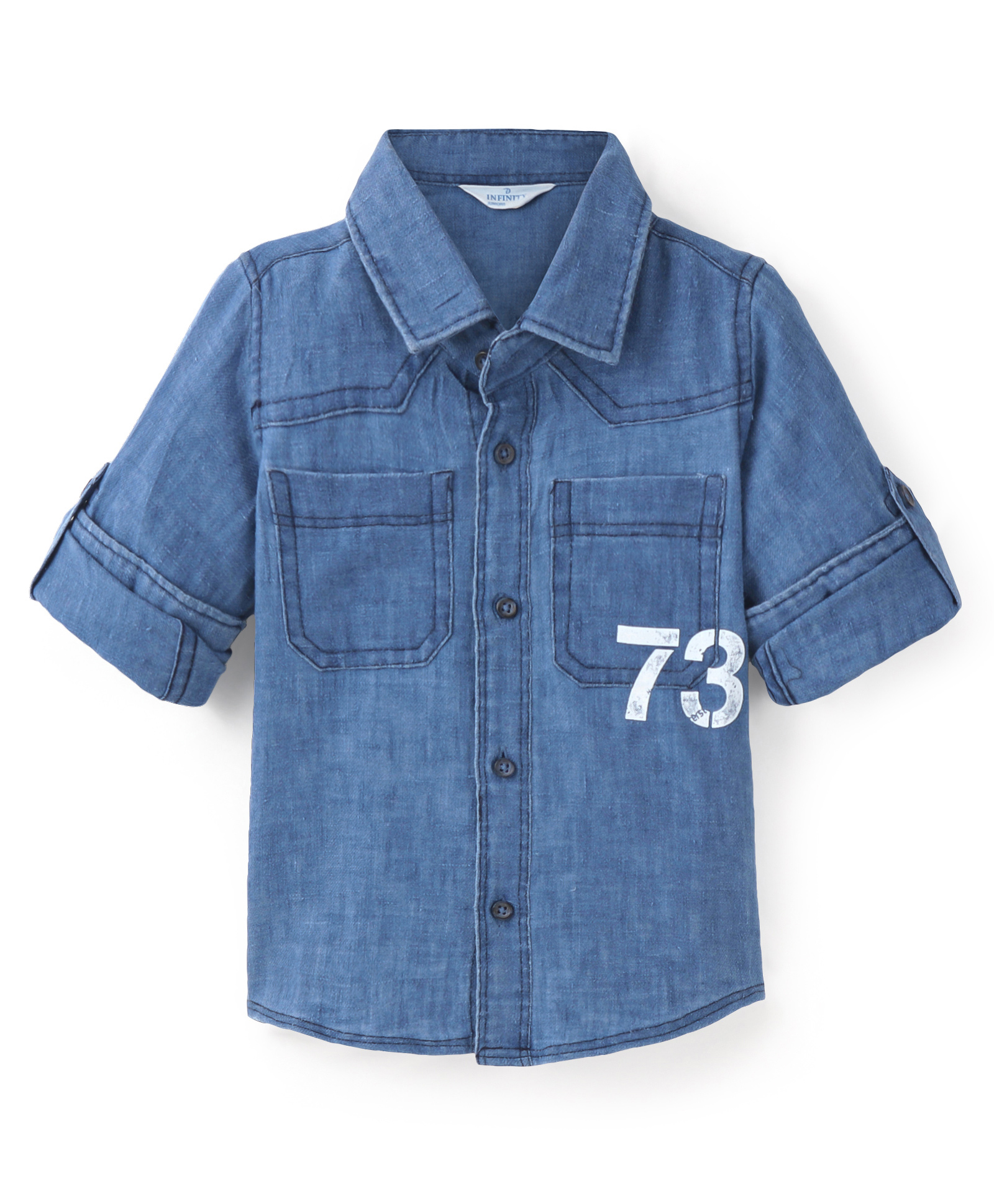 INFINITY Cotton Woven Full Sleeves 73 Number Printed  Shirt - Blue-picture-35