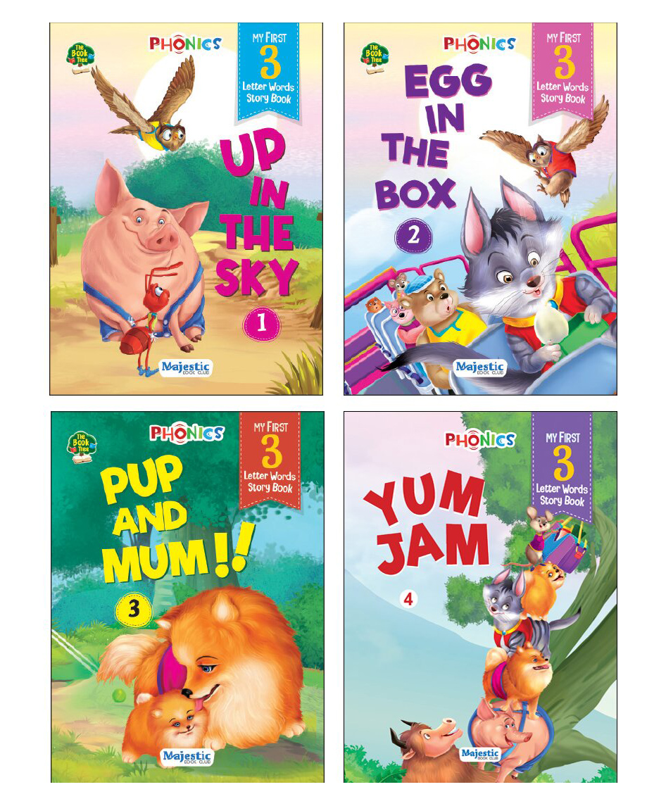Majestic book club Phonics First Reading Book of 3 letter words reading book, set of 4 books for early readers with activity. LARGE FONT SIZE.-image-25