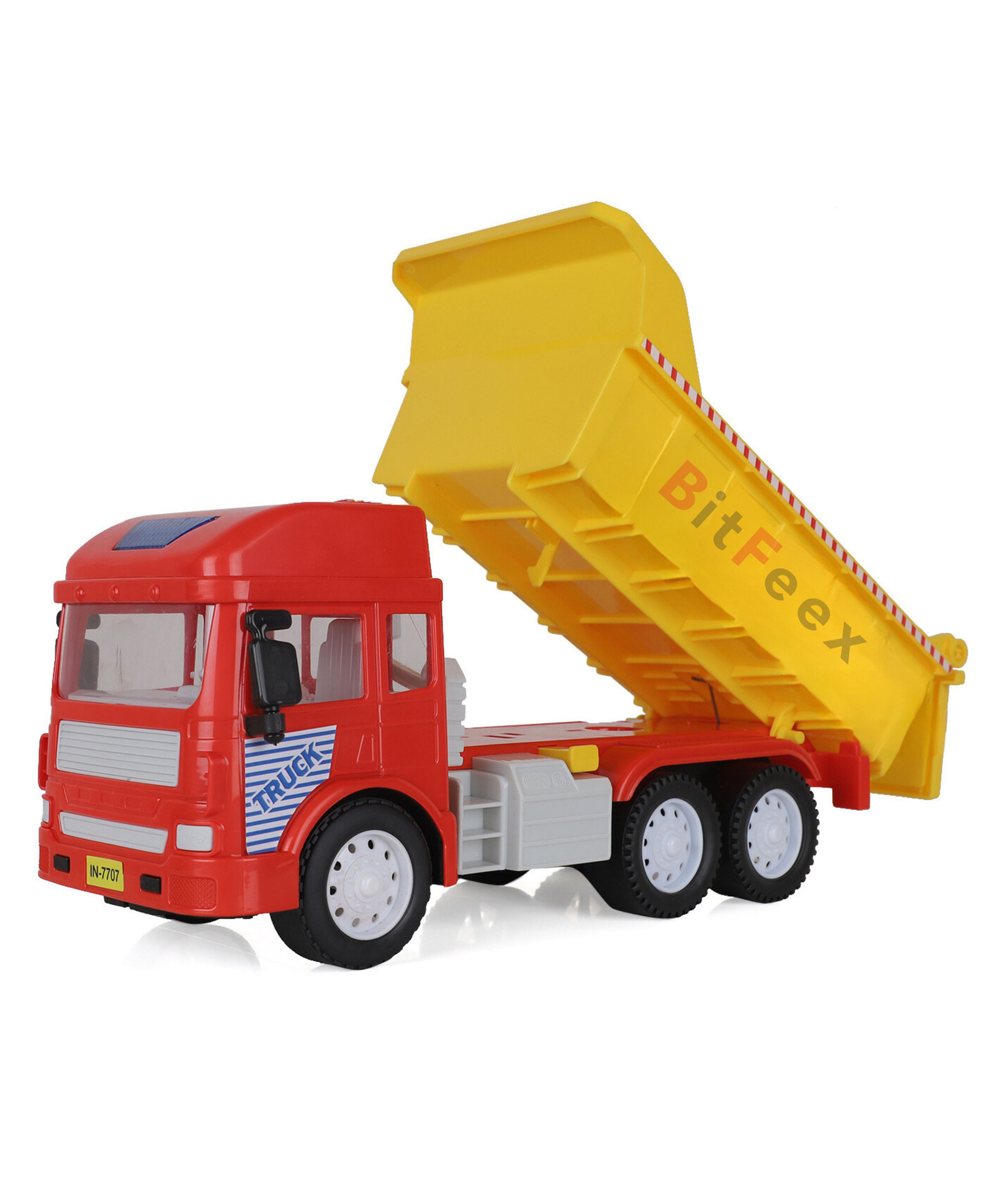 BitFeex Dumper Truck Long Dumper Big Friction Powered Dumper Truck Toy Automobile Construction Engineering Plastic Toy Vehicle Dumper Truck - Yellow-image-24