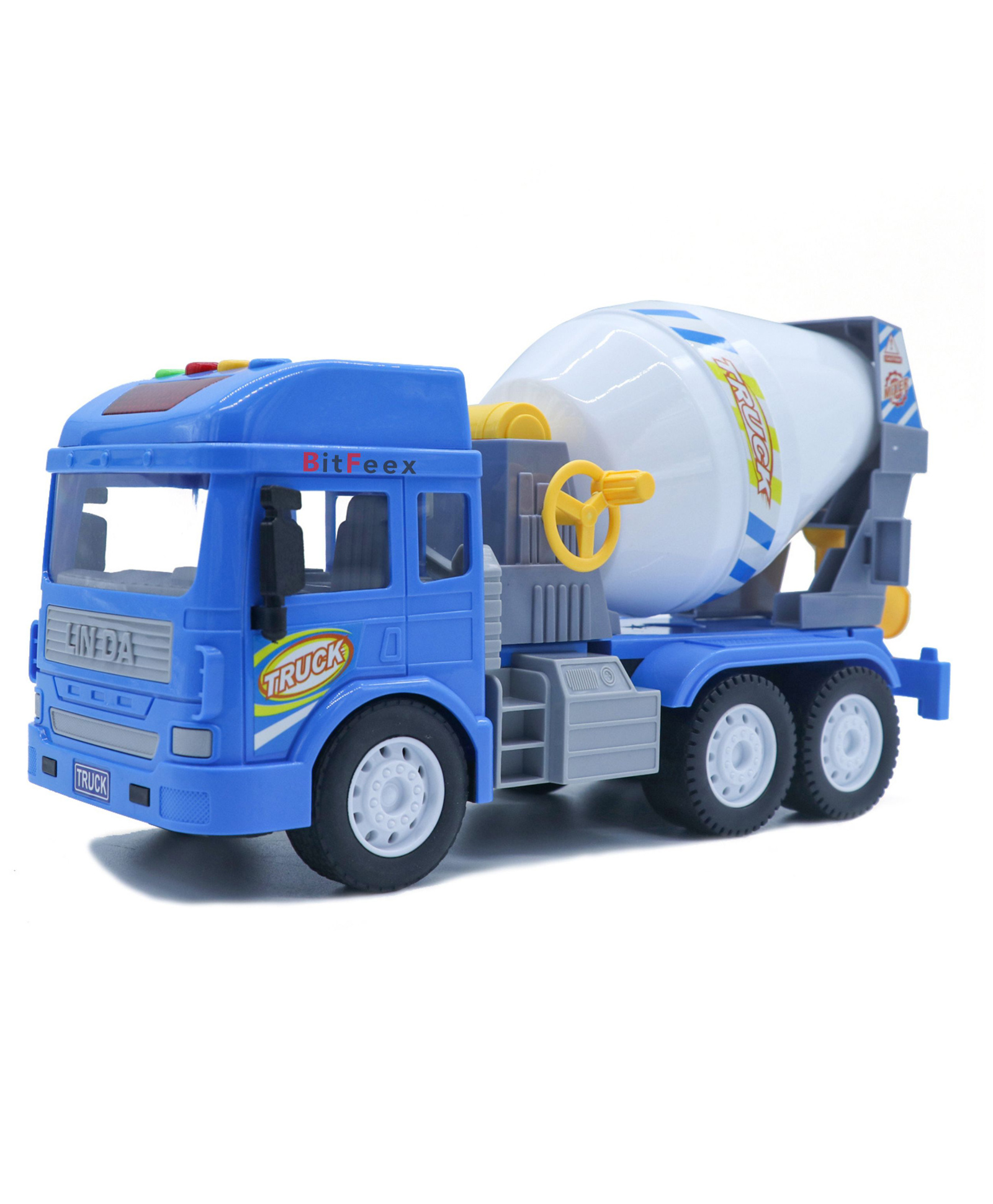 BitFeex Cement Mixture Truck Friction Power Construction Truck Toy- Blue-image-11