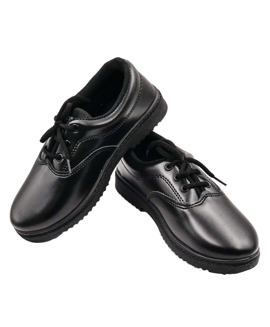 Priaansha Kids Glossy Finished Laced Up School Shoes - Black