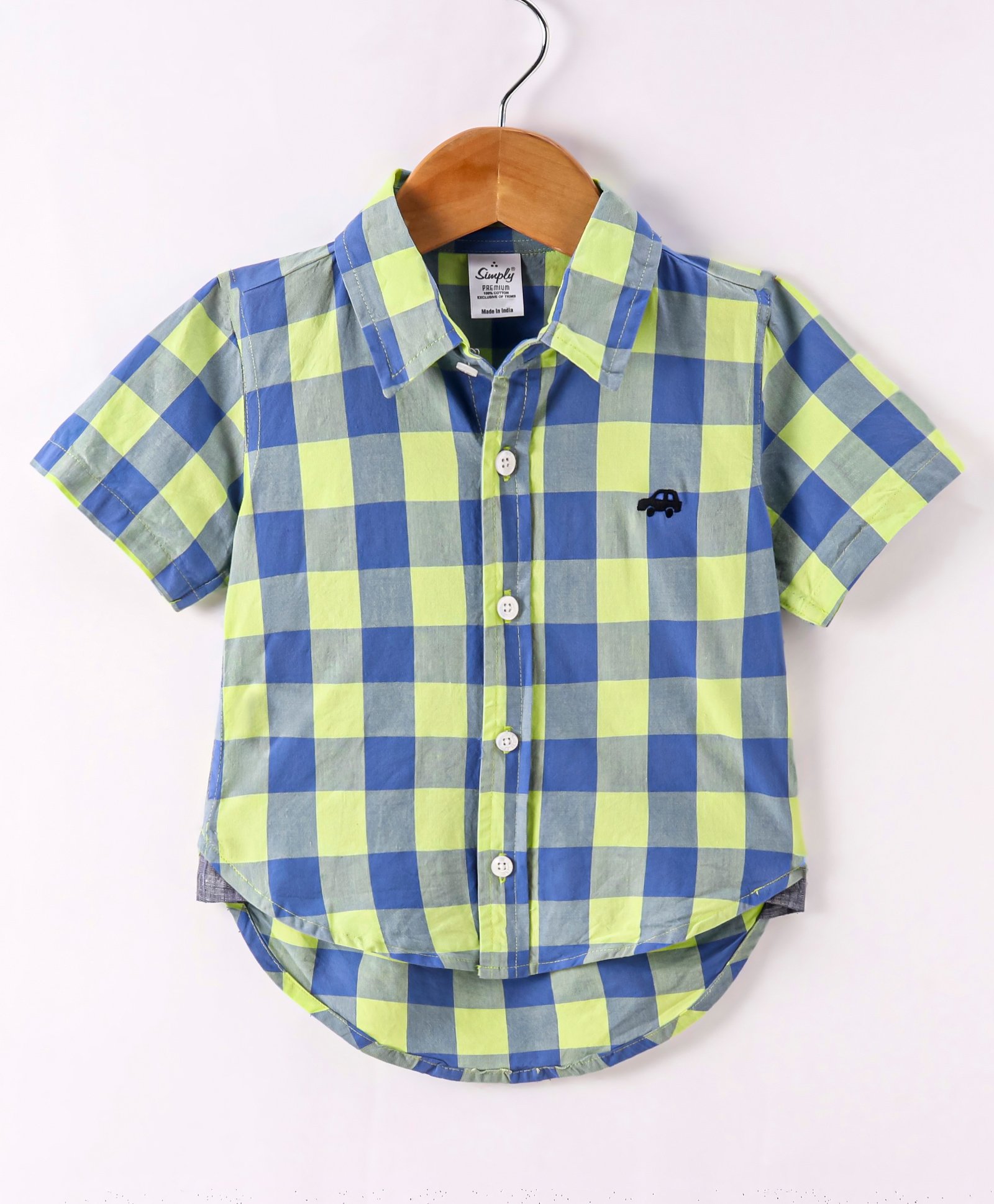 Simply Premium Cotton Half Sleeves Checks Shirt - Green-picture-14