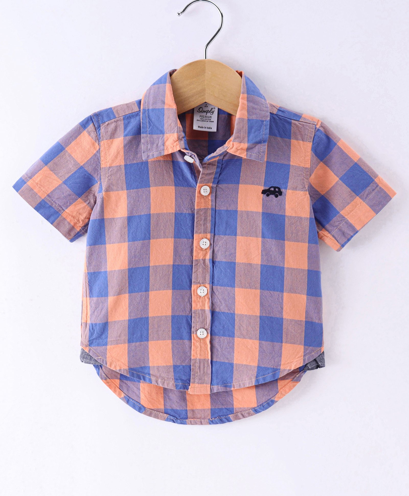 Simply Premium Cotton Half Sleeves Checks Shirt - Orange-picture-8