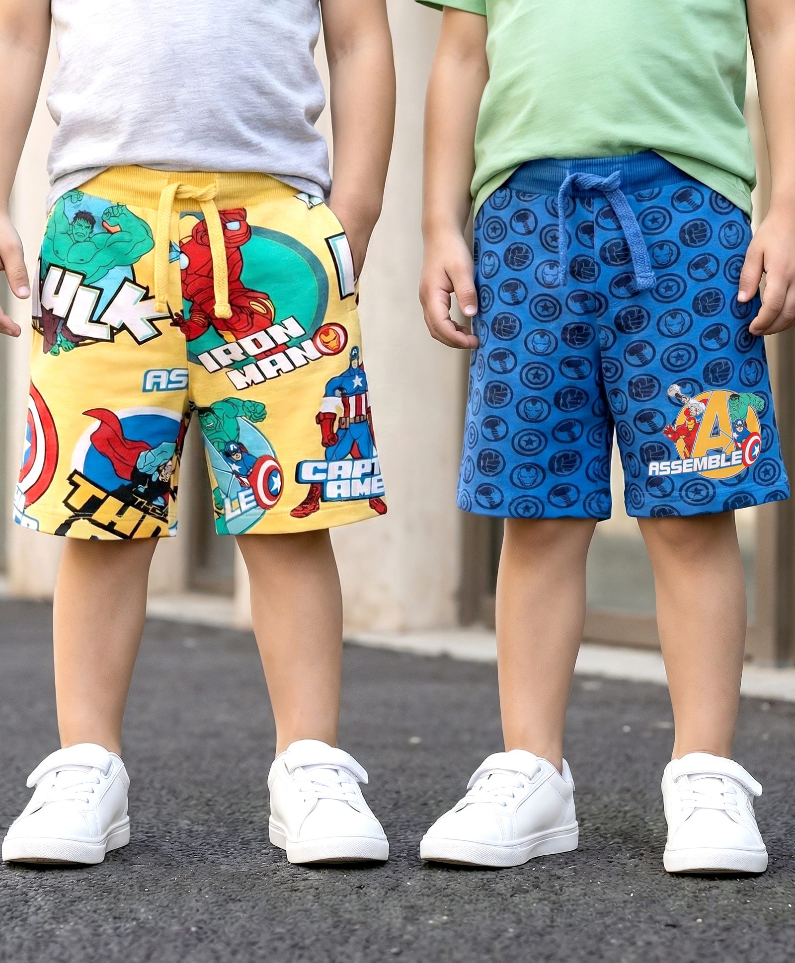 Babyhug Marvel Terry Knit Shorts with  Avenger Theme Print Pack of 2 - Multicolour-picture-13