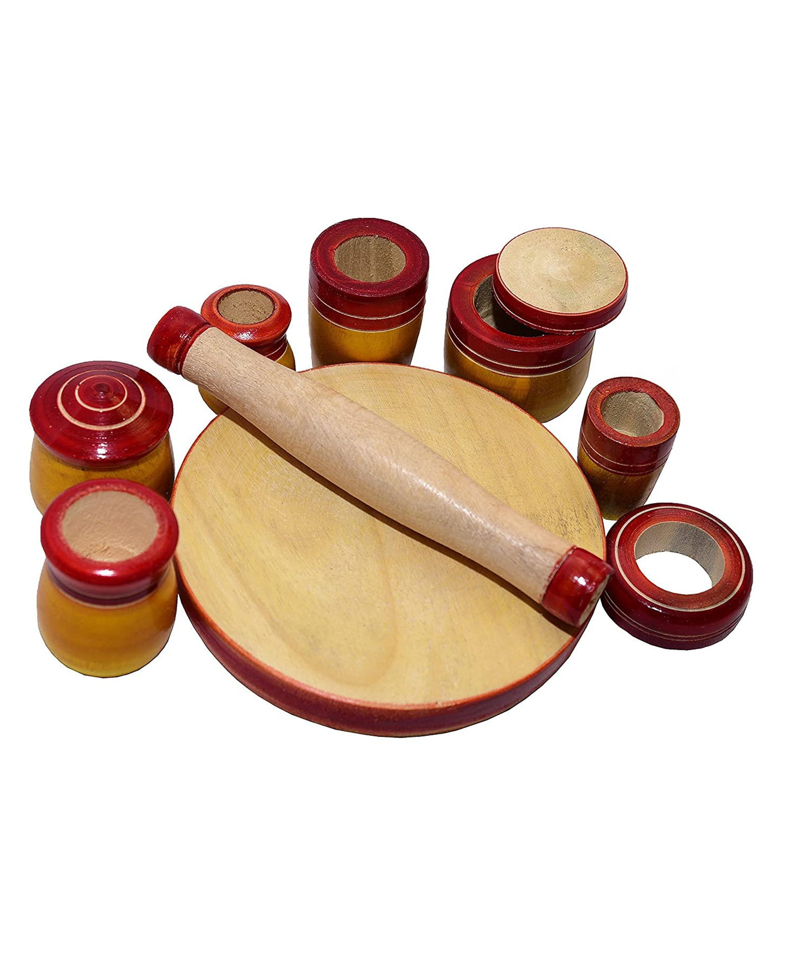 Funwood Games Wooden Kitchen Set Toy Choppu Saman, Play Set for (3 Years+) - Multicolor - 10 Pieces Toy Set - Pretend & Play Preschool Toy-image-28