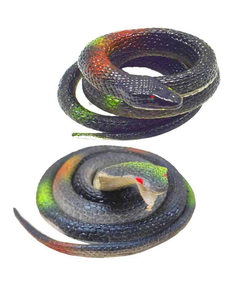 VGRASSP Multicolored Rubber Snakes Perfect Prank Toy For Kids And Adults - Realistic Look Fake Wild Snake (28 Inch Long) - Color And Design As Per Stock - Pack Of 2-image-41