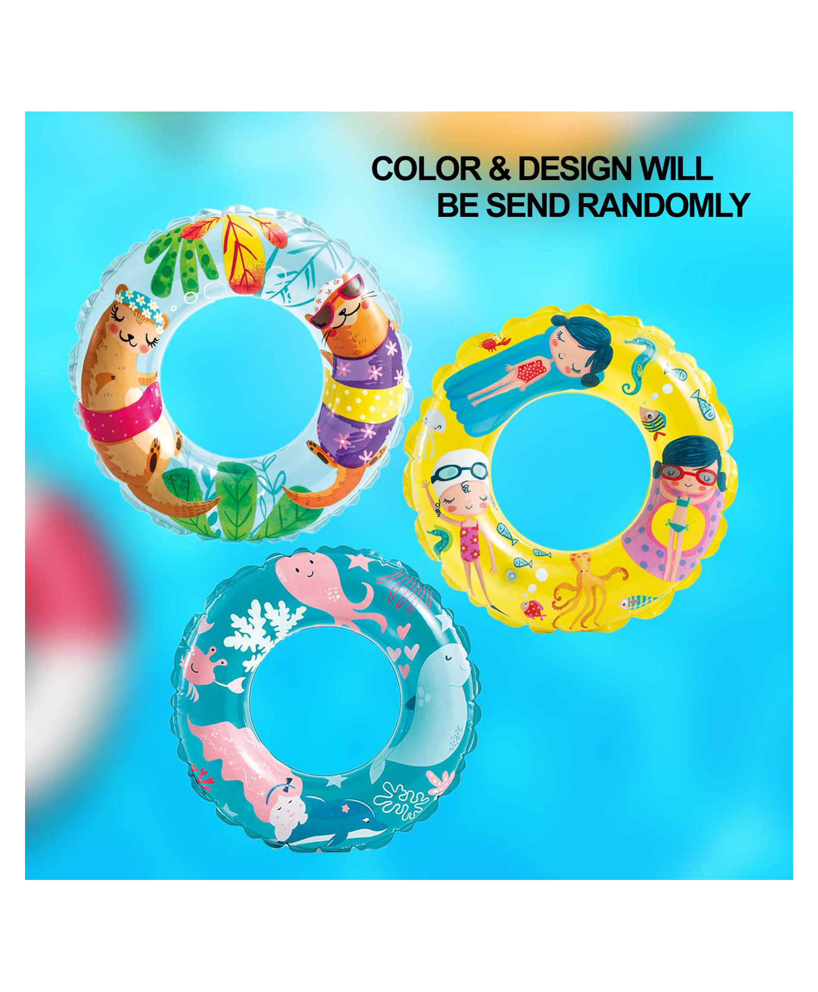 Planet of Toys Swimming Ring Swim Tube for Kids Swimming Learning Printed cartoon swim rings for kids (Random Colour and Design)-picture-34