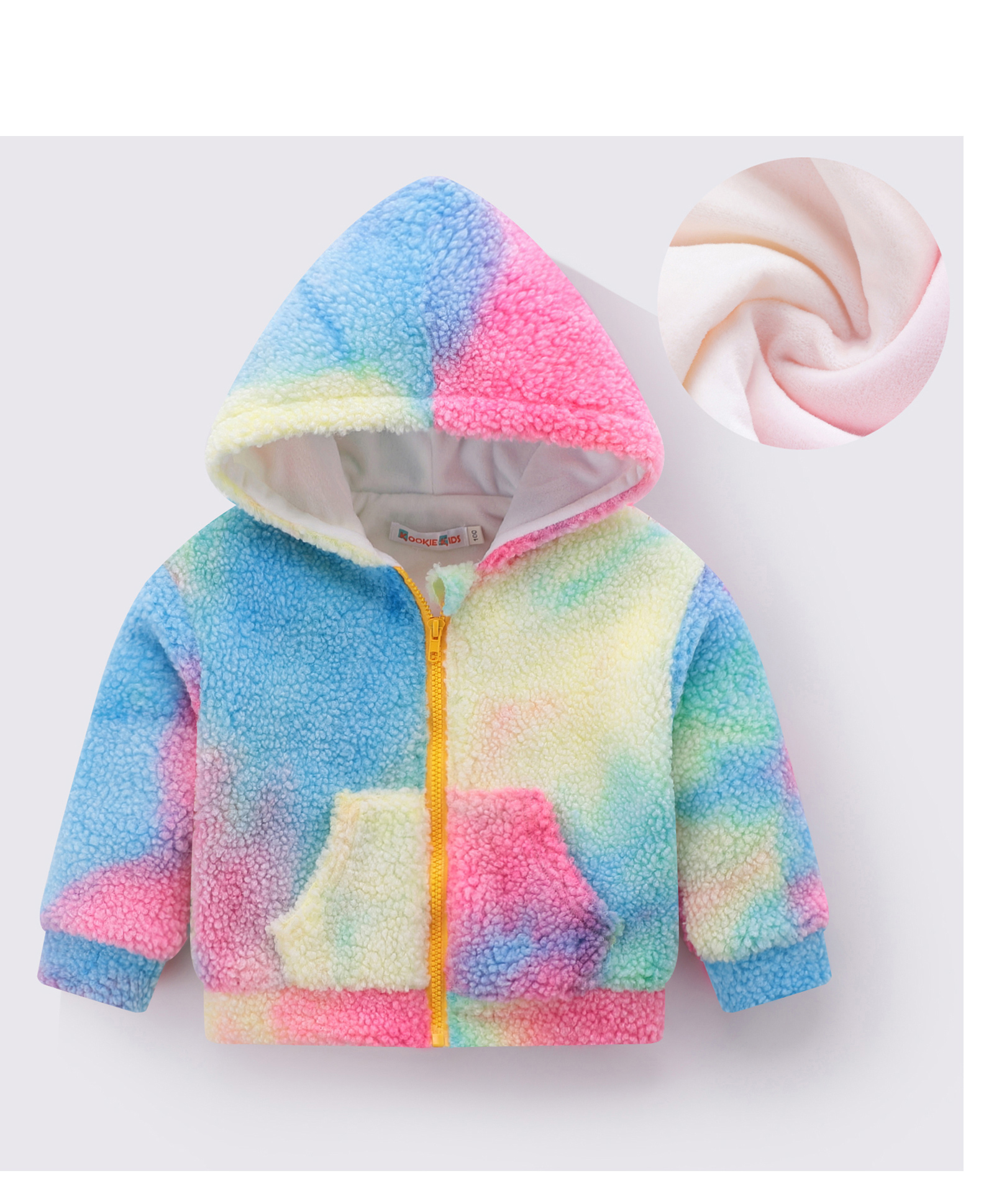 Kookie Kids Full Sleeves Tie & Dye Hooded Jacket With Ears Applique & Kangaroo Pockets - Multicolour-image-32