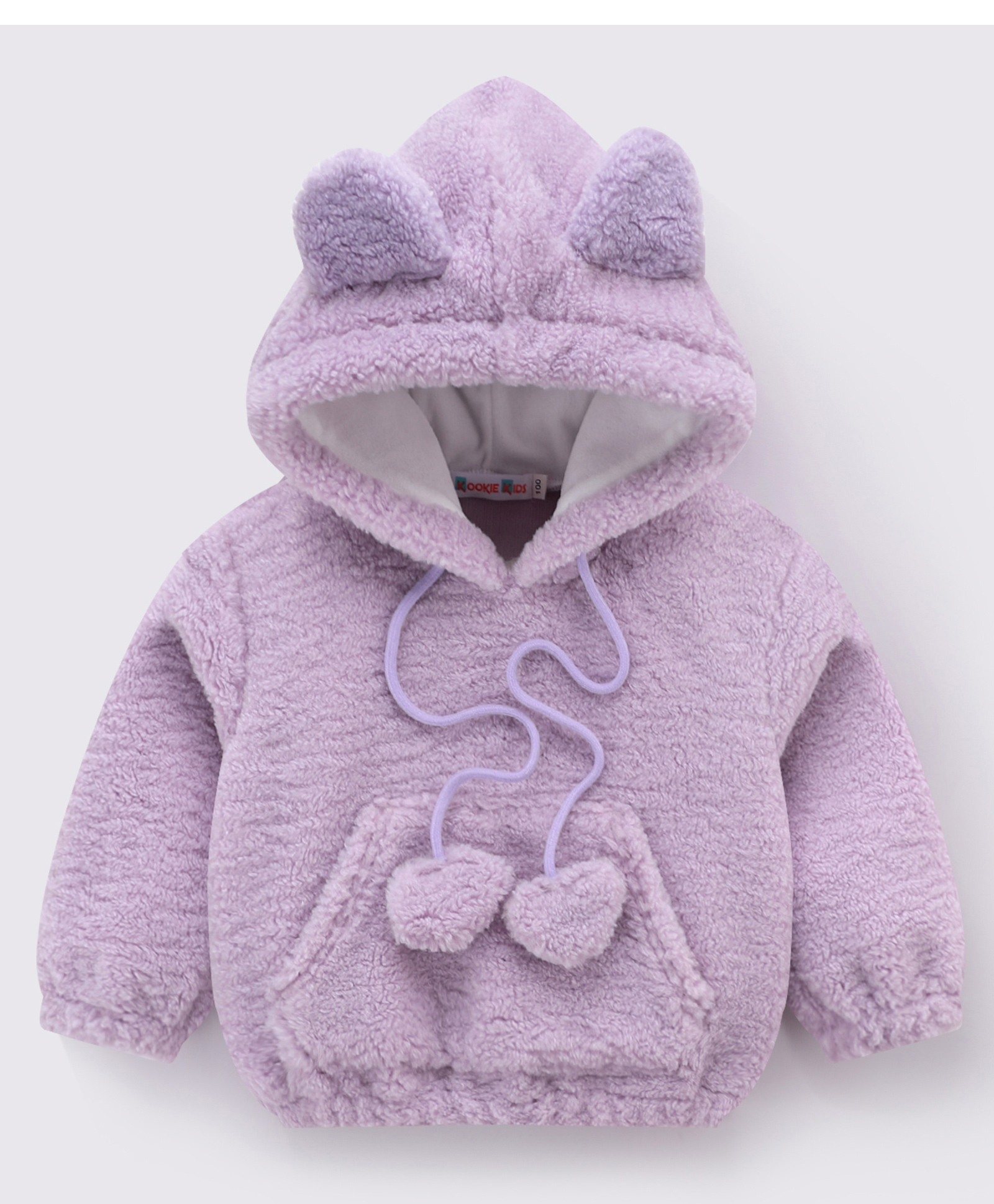 Kookie Kids Full Sleeves Fur Hoodie with Kangaroo Pocket - Purple-picture-10