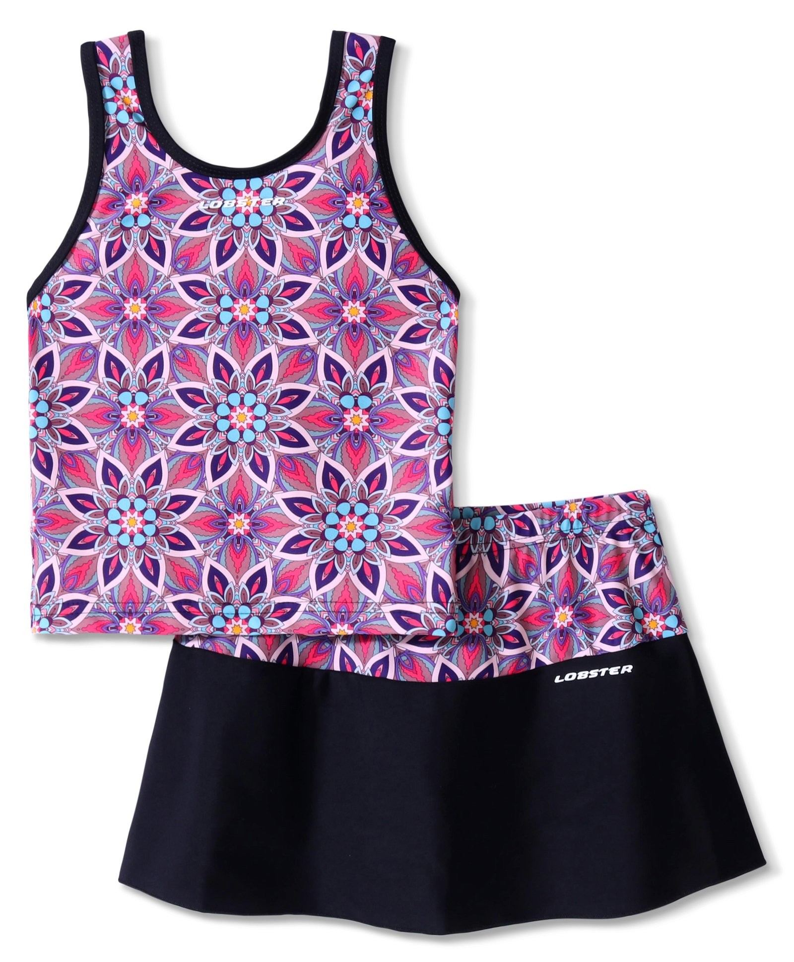 LOBSTER  Sleeveless Two Piece Swimsuit Floral Print - Black-picture-11