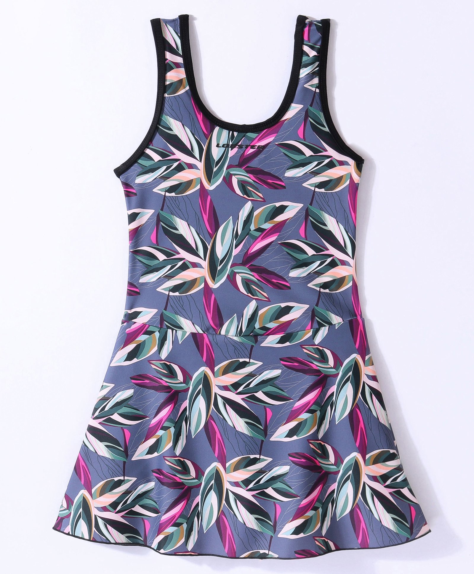 LOBSTER  Sleeveless Frock Swimsuit with Floral Print - Peacock Blue-image-8