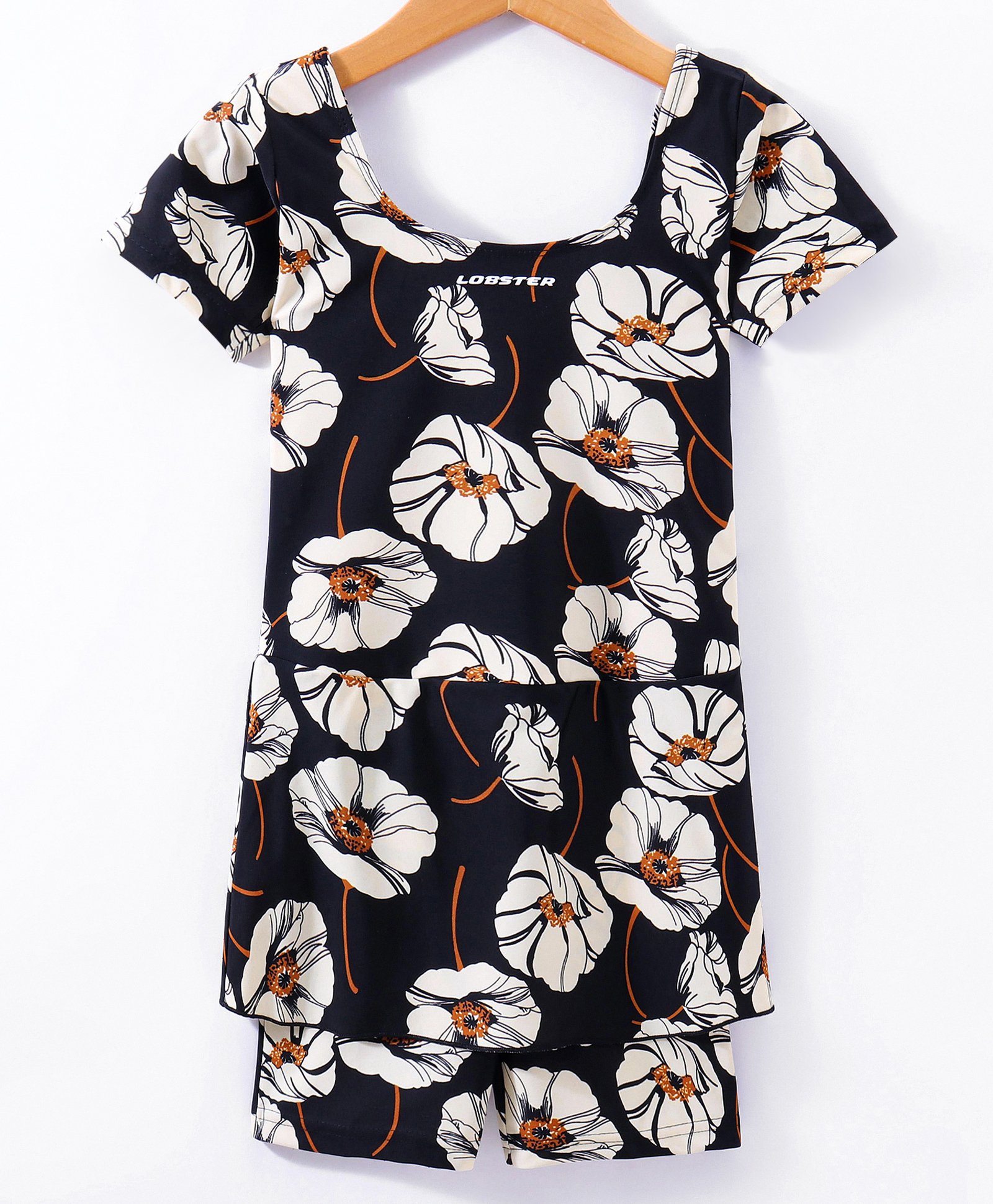 LOBSTER  Half Sleeves Frock Swimsuit Floral Print - Black-picture-18