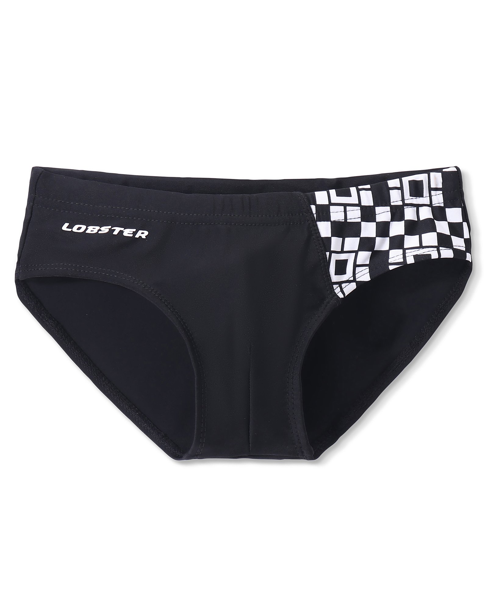 LOBSTER V Cut Swimsuit with Geometric & Text Print - Black-picture-5