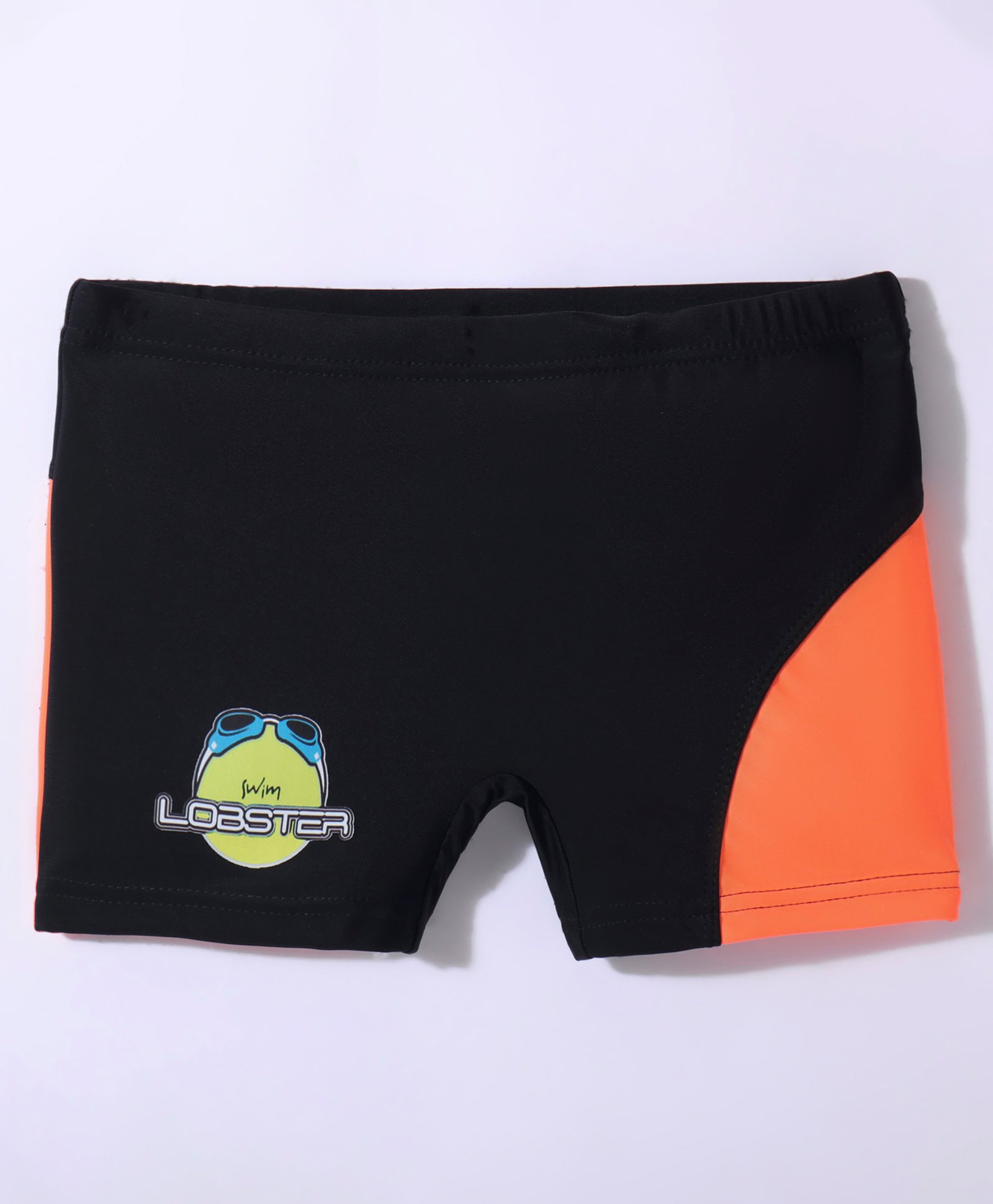 LOBSTER Swimming Shorts with Text Print - Black & Orange-picture-20