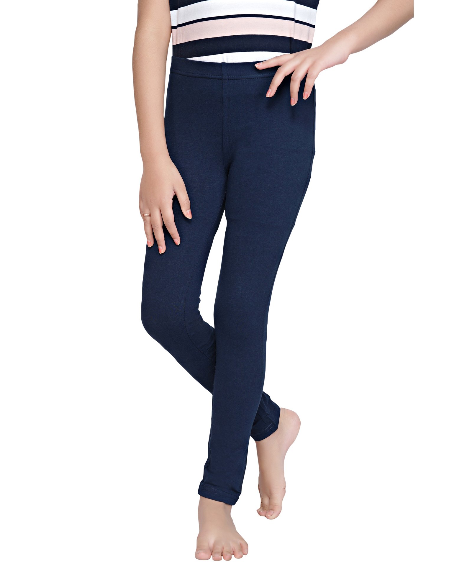 Tiny Girl Knitted Solid Leggings - Navy Blue-image-21