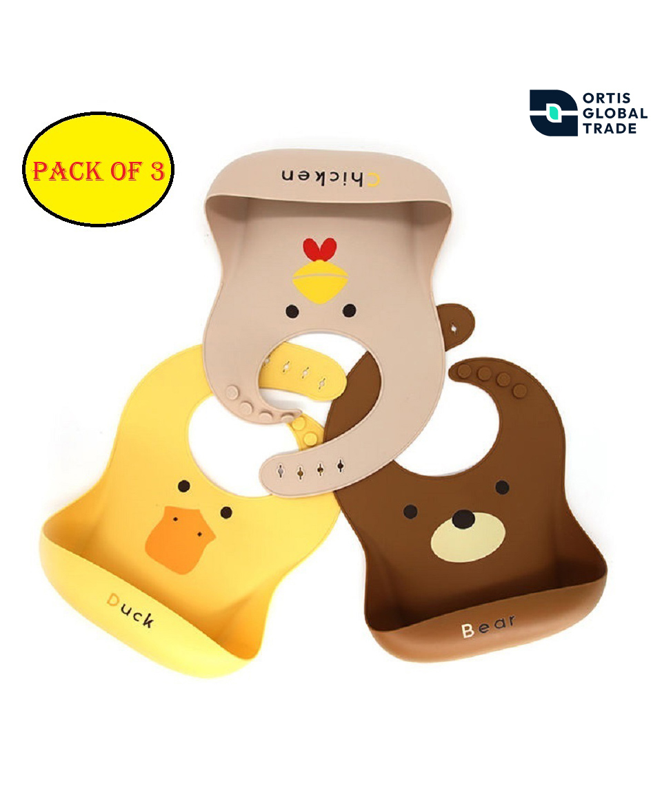 Ortis Adjustable Snap Button Bib With Crumb Catcher (Pack of 3) (Colour & Design May Vary)-picture-8