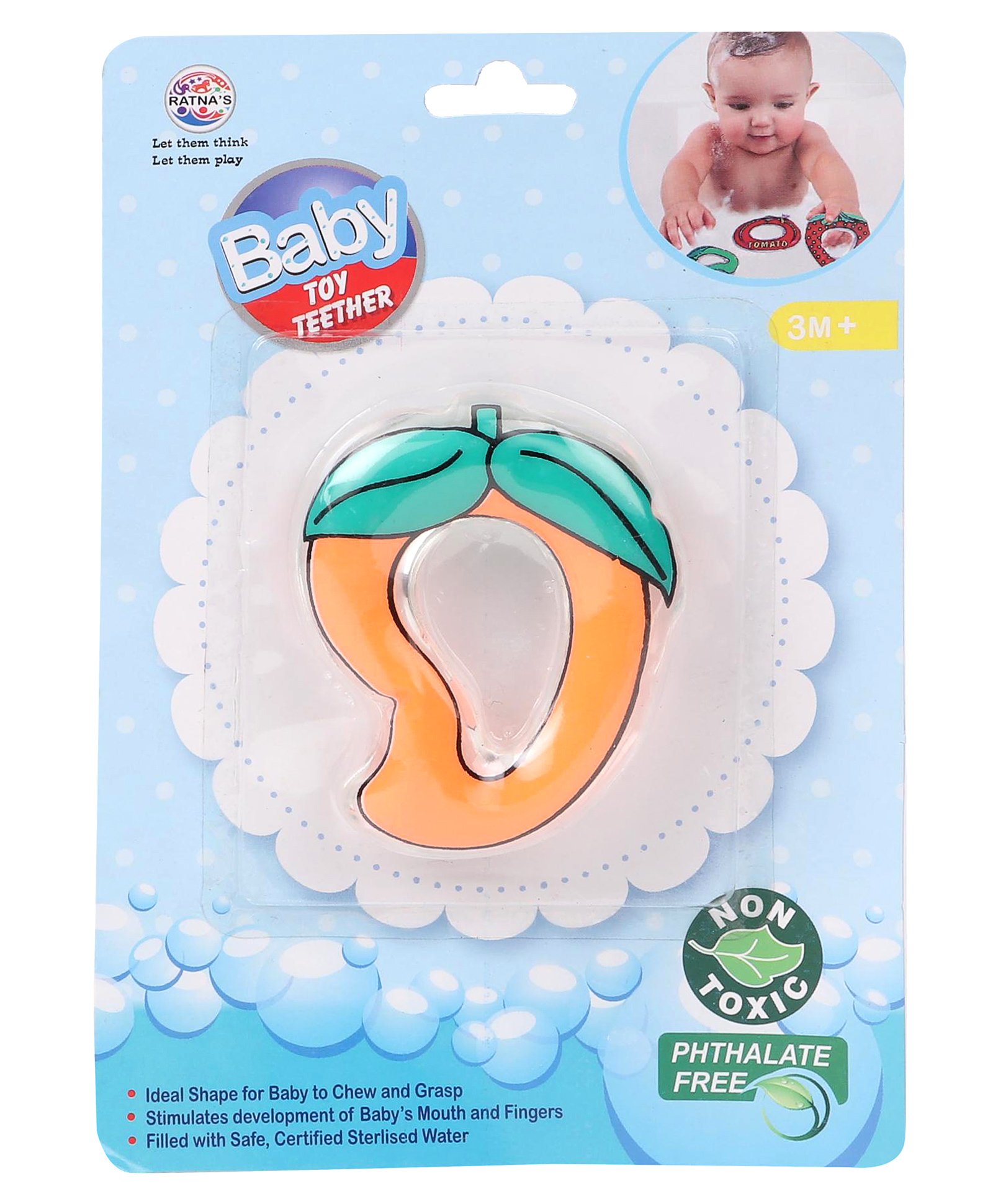 Ratnas Mango Shape Water Filled Teether - Orange-image-19