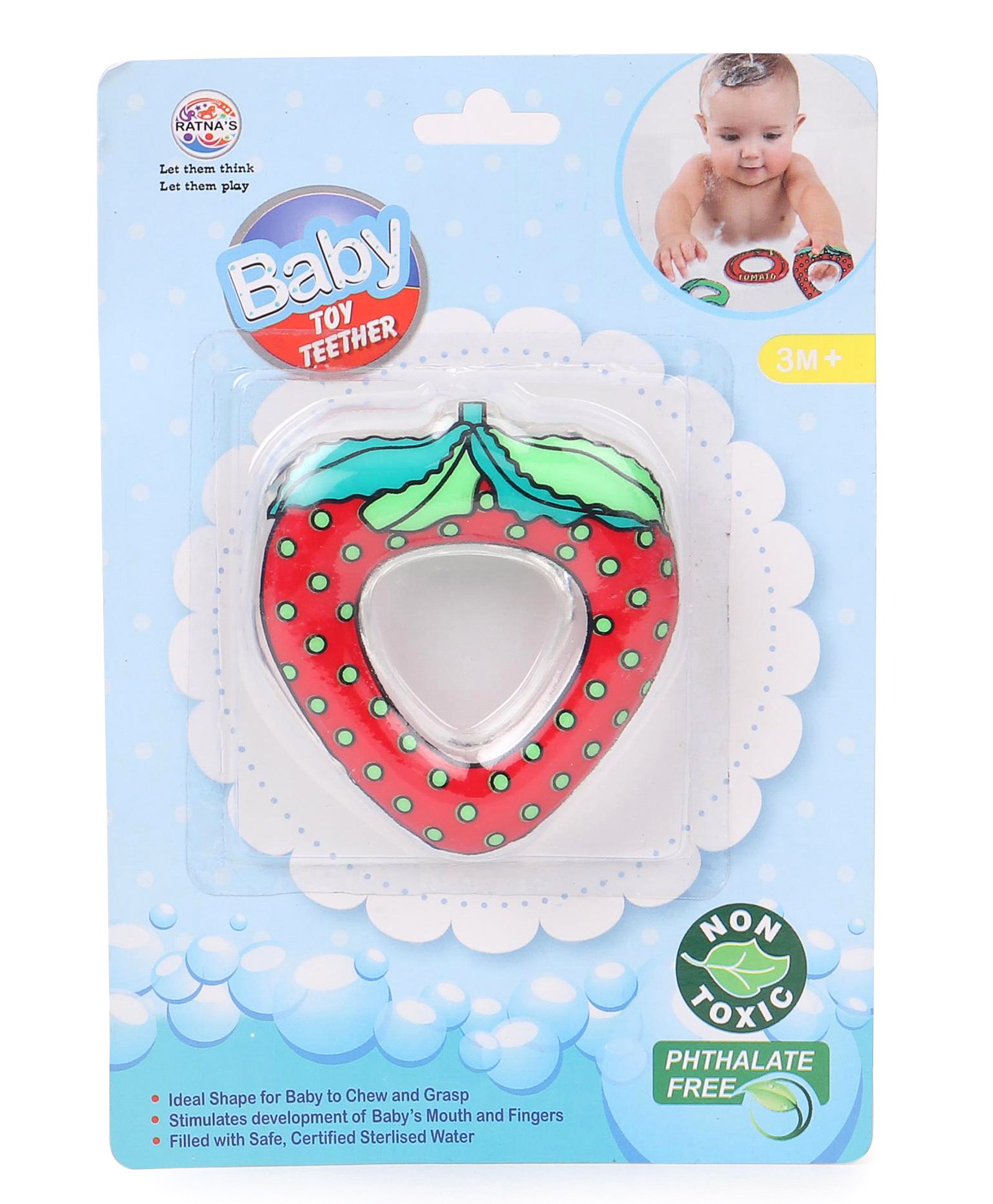 Ratnas Strawberry Shape Water Filled Teether - Red-image-14