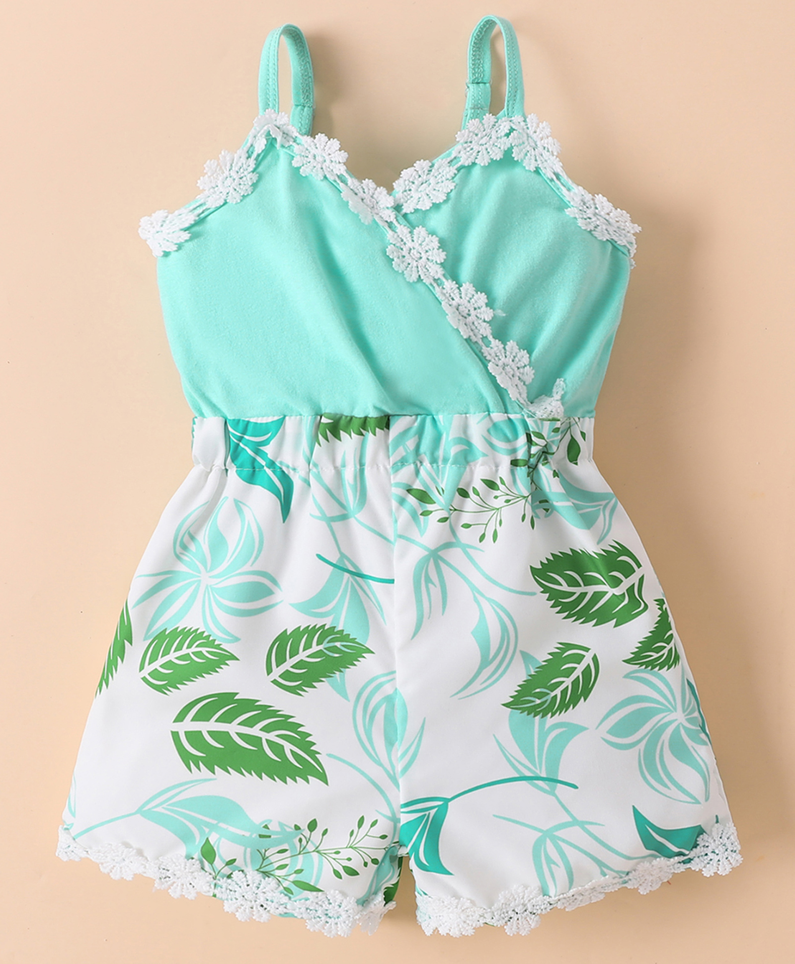 Kookie Kids Sleeveless Jumpsuit with Leaf Print - Green-image-38