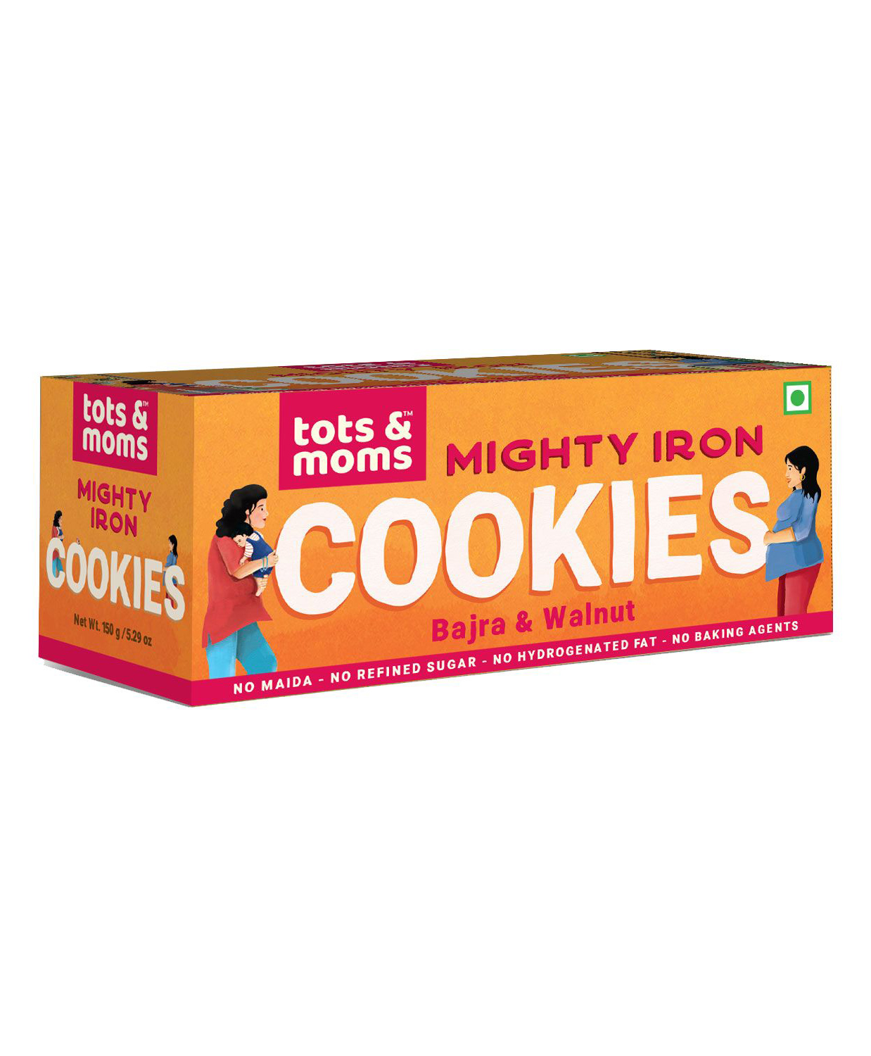 Tots & Moms Foods - Mighty Iron Cookies - Bajra & Walnut | Boost Pregnancy Nutrition | Lactation Cookies for Breastfeeding mothers | Millet & Jaggery Junk-free Snack - 150g