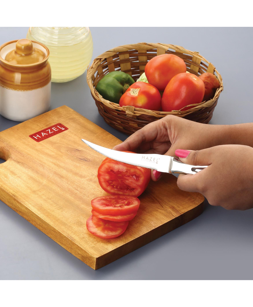 HAZEL Stainless Steel Tomato Knife for Kitchen, Kitchen Knife with Handle, Silver-picture-42