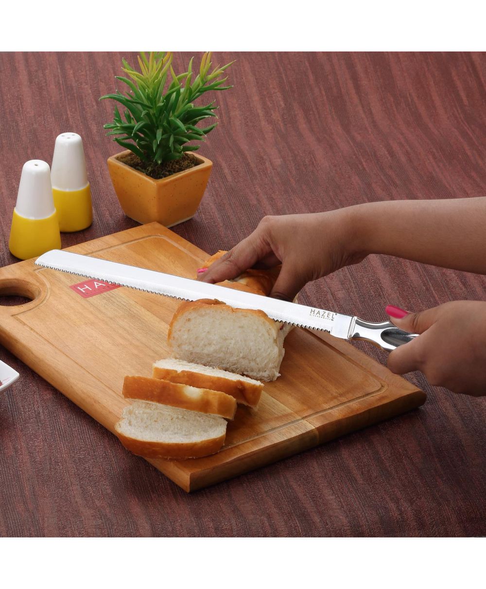 HAZEL Stainless Steel Bread Knife for Cutting, Serrated Knife for Bread, Silver-picture-16