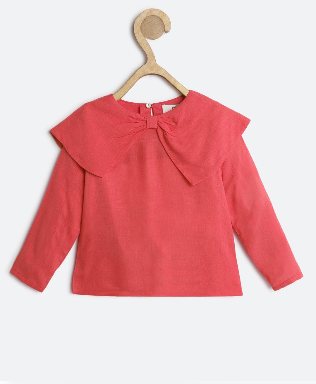 Chuppan Chupai Rayon Full Sleeves Bow Detailed Top - Coral-picture-17