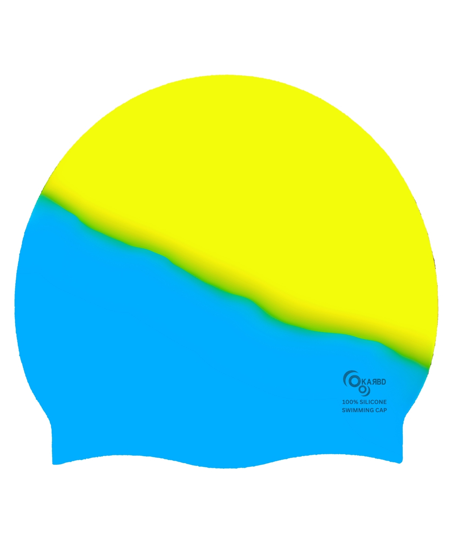 KARBD Silicone Universal Size Swimming Cap - Multicolor Yellow Blue-image-39