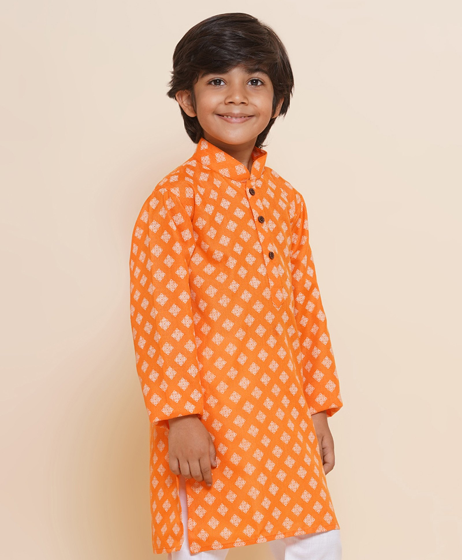 AJ Dezines Full Sleeves Abstract Printed Kurta - Orange-picture-39