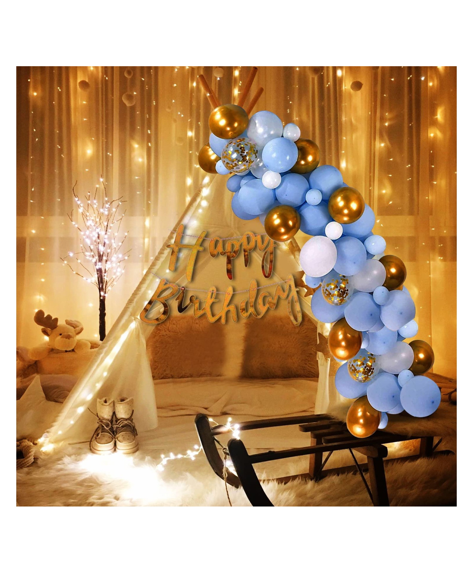 Bubble Trouble Happy Birthday Decoration Items - 26 Pcs Blue Birthday Decoration Items | Net Birthday Decoration Kit | Cabana Tent for Birthday Decoration | Canopy Tent Decoration-image-36