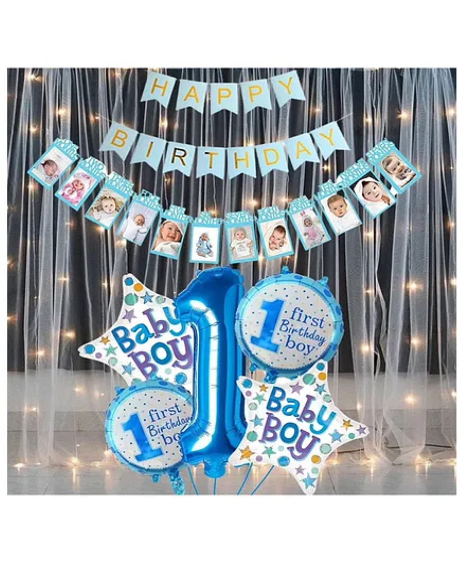 Bubble Trouble happy birthday decoration combo setfirst birthday 4pcs combofor kids boys birthday foil combo-image-15