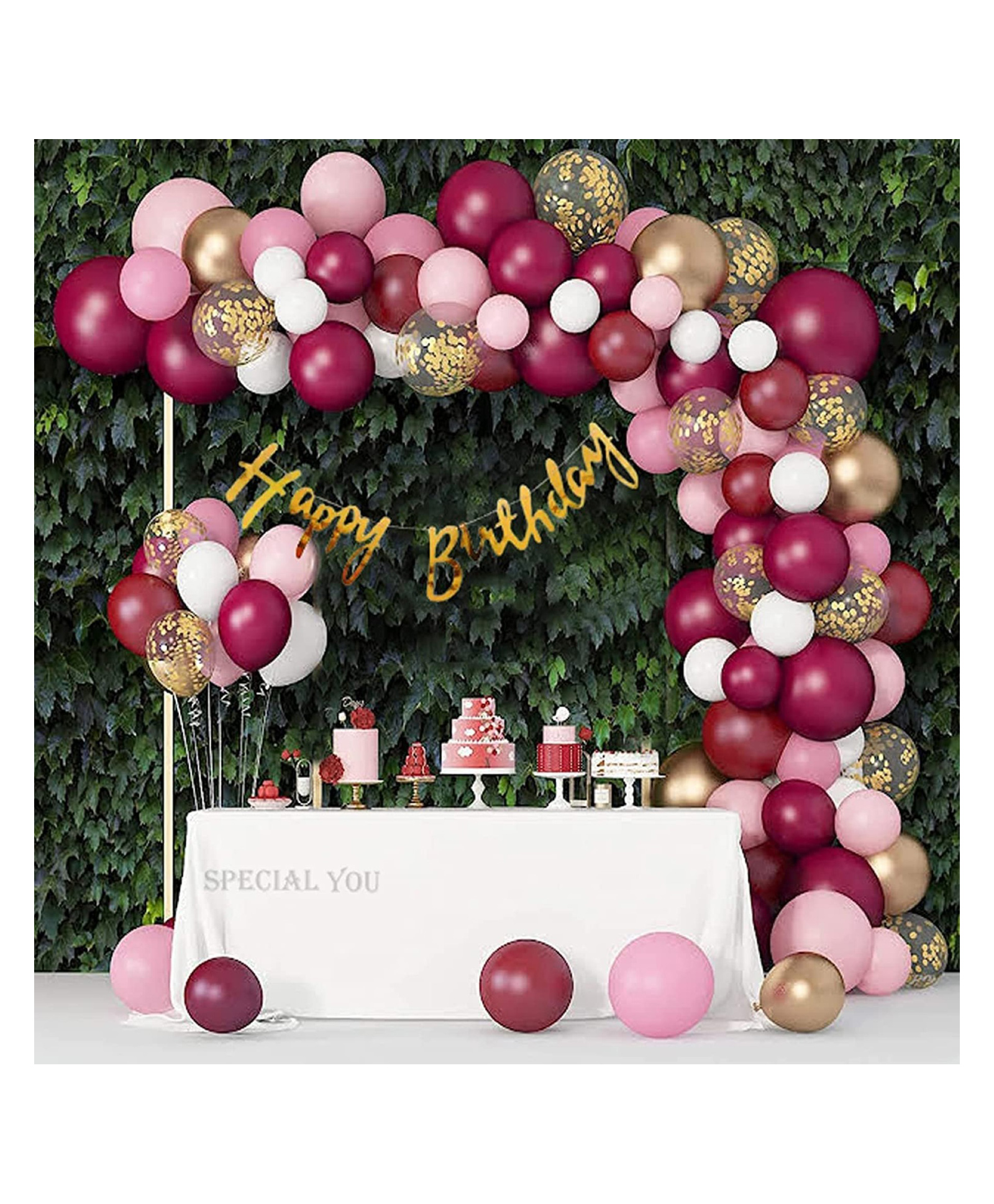 Bubble Trouble 63 Pcs Burgundy Pink Balloons birthday decoration kit combo, birthday balloons for decoration, birthday decoration for girls, Wedding Party Decorations Supplies-image-6