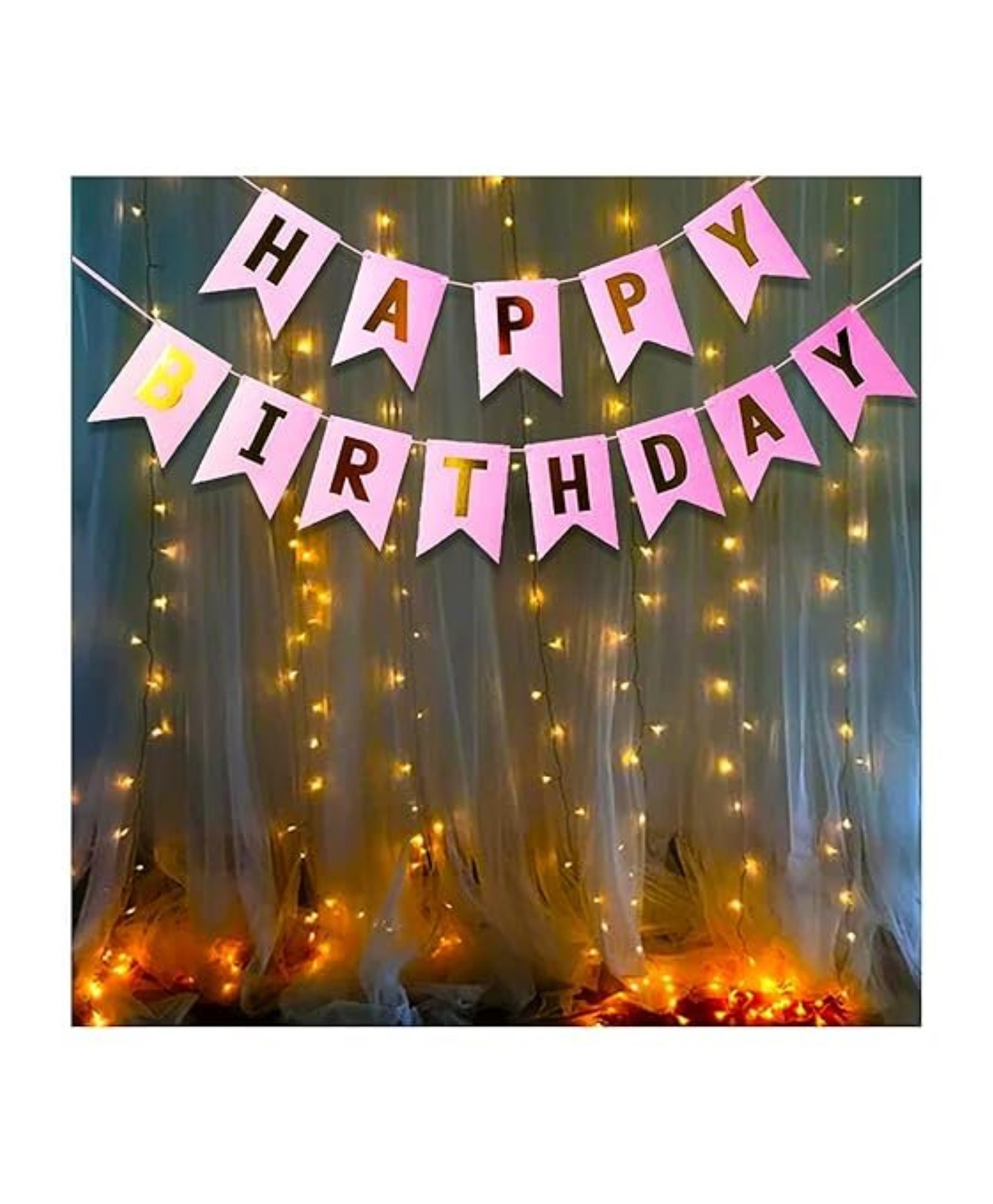 Bubble Trouble Pink Happy Birthday Banner With Led Light Decoration Items For Girls, Boys,Kids Bday Decorations Kit/Birtday Supplies/Lights Combo Pack Set/ Princess, First, 2nd, Cake Smash Theme-image-14