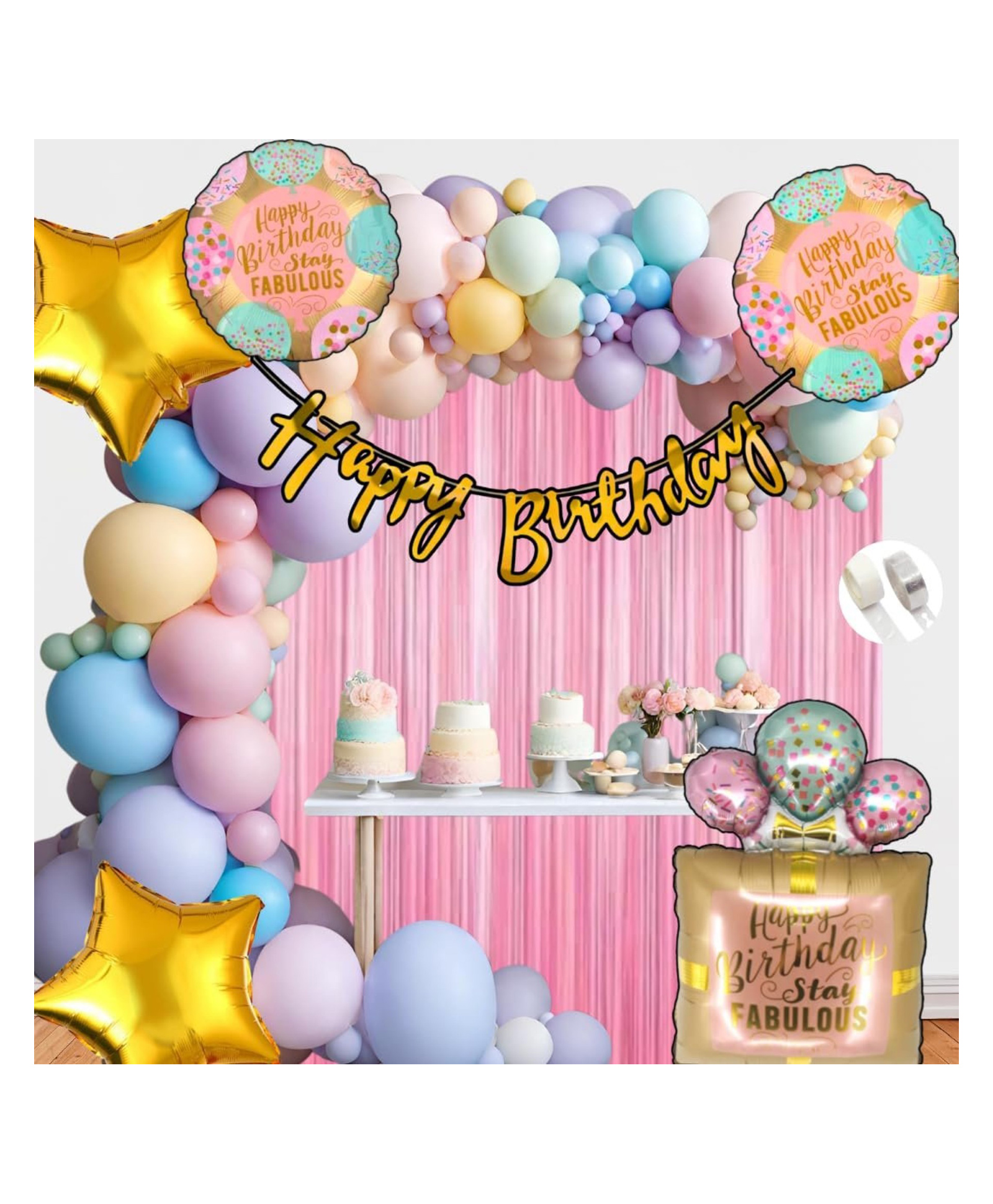 Bubble Trouble Happy Birthday Foil Balloon Set 64 Piece Combo Birthday Theme Decorations Kit for Boys Girls Kids Party (Pink)-image-7
