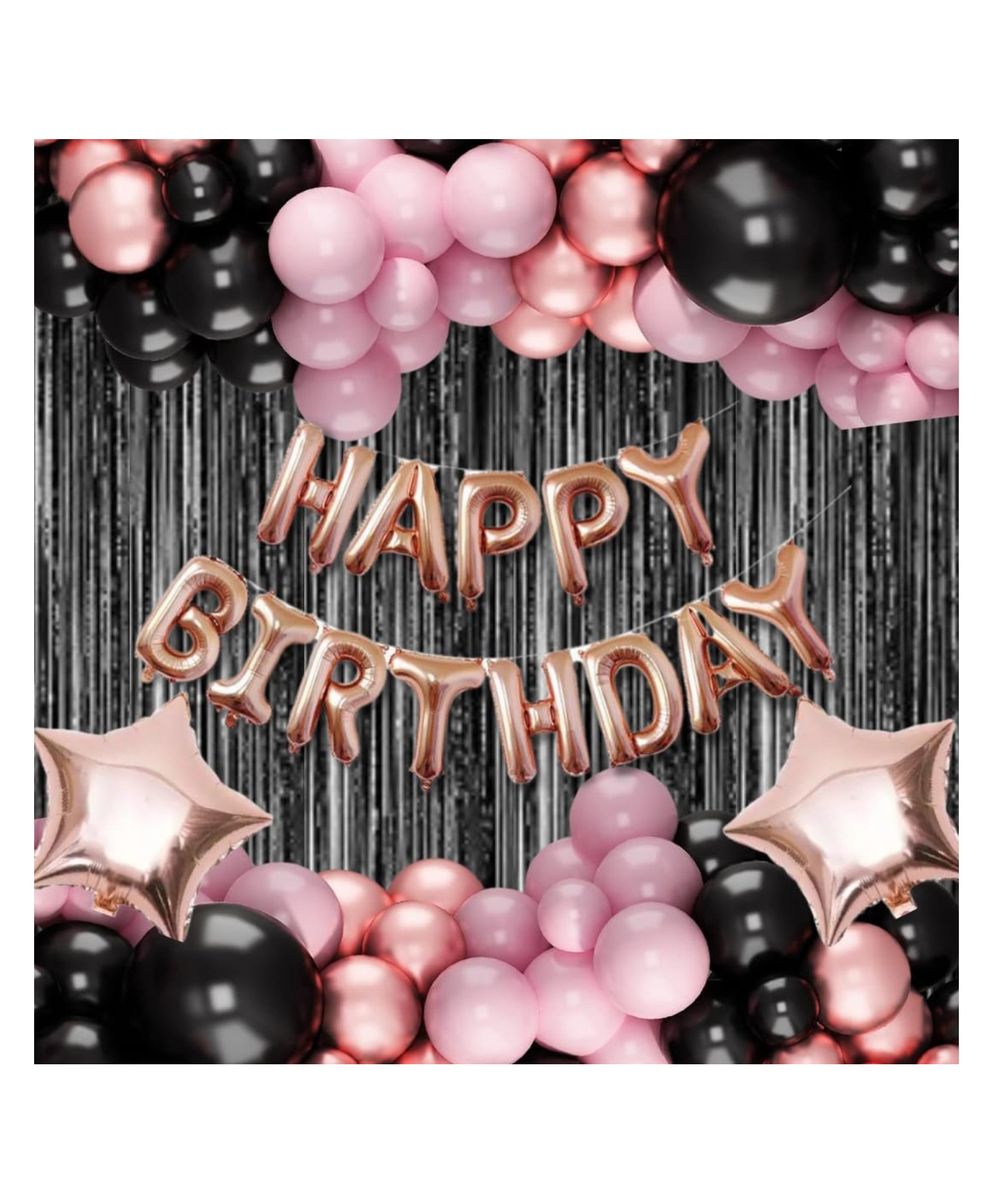 Bubble Trouble Rose Gold, Pink & Black Birthday Theme Birthday Decoration for Boys, Girls, Adults - Rose, Black & Pink Birthday Decorations --image-41