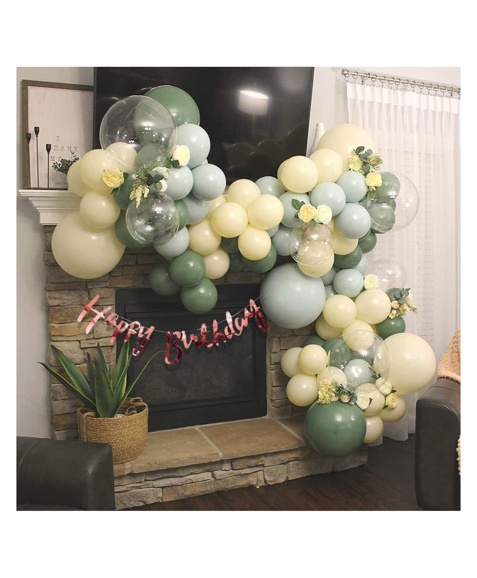 Bubble Trouble 64 Pc Happy Birthday Decoration Kit Yellow Grey Green Balloon with Birthday Banner, Confetti Balloons |Birthday Decoration item material Rubber-image-6