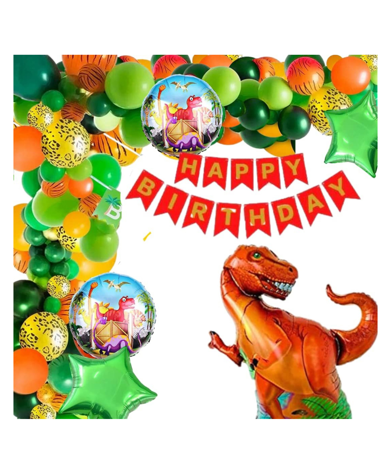 Bubble Trouble Theme Birthday Decoration Pack of 50 - Pc 40 Balloons, 5 Pc Dinosaur Foil Balloons, 1 Banner, 4 Confetti Balloons(Dinosaur Jungle Birthday Theme Decoration for Boys/ Girls / Kids Party)-image-29