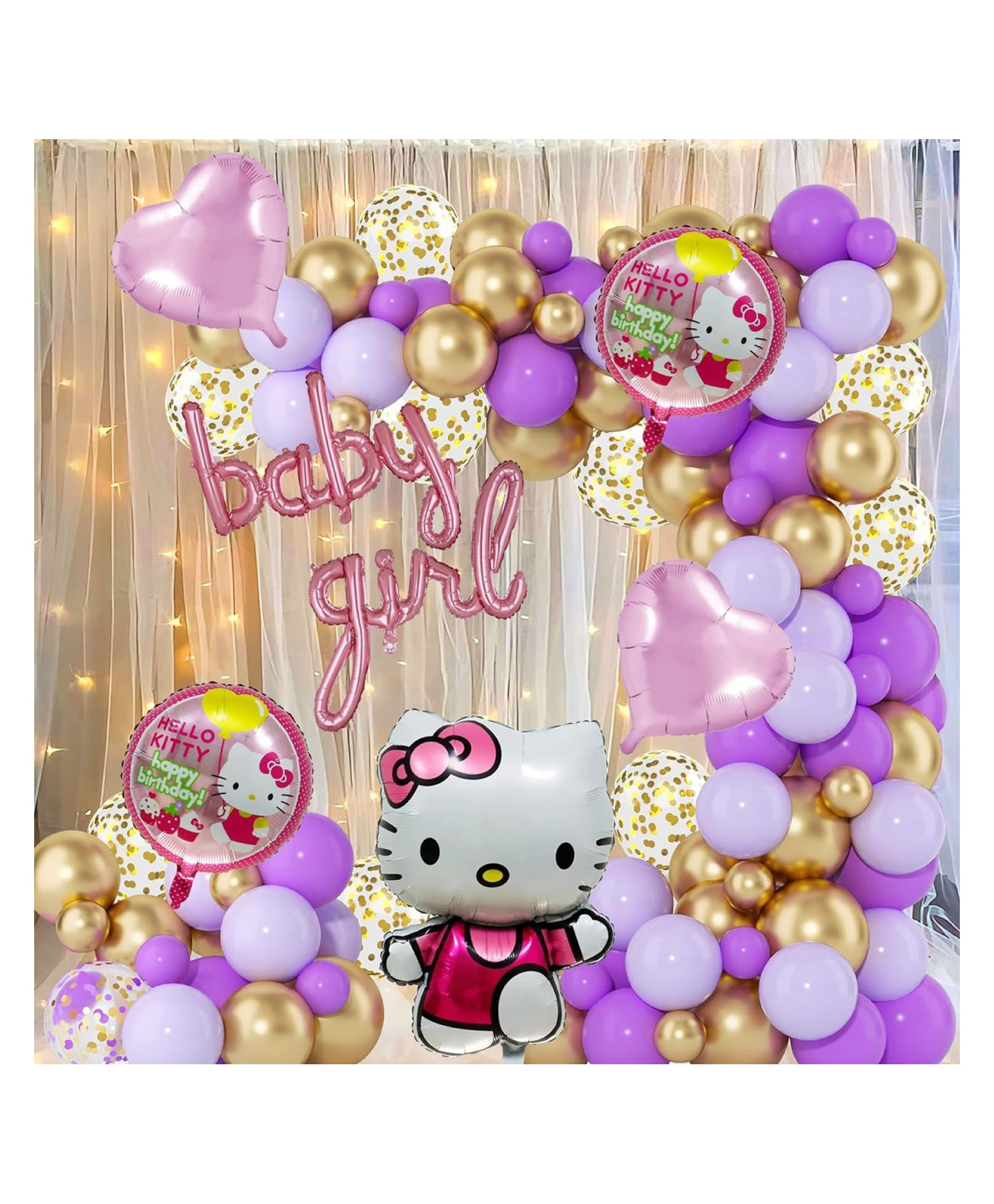 Bubble Trouble Baby Girl Birthday Decoration Hello Kitty Theme Pack of 111 Pcs-picture-12