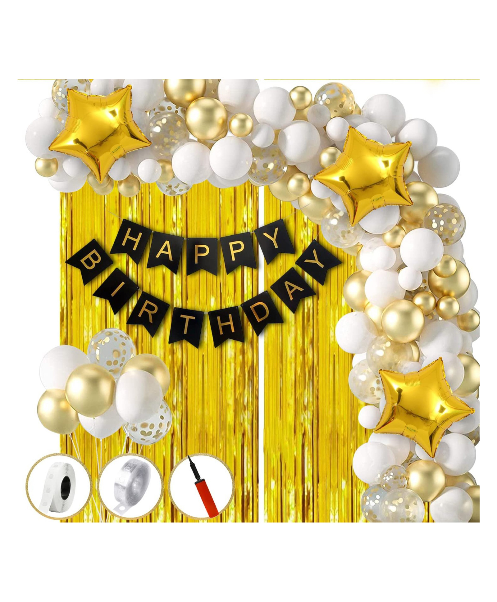 Bubble Trouble Happy Birthday Decoration For Husband Kit Combo Set - 58pcs Birthday Bunting Metallic Balloons With Balloon Pump & Glue Dot - Happy Birthday Decorations Items-image-14