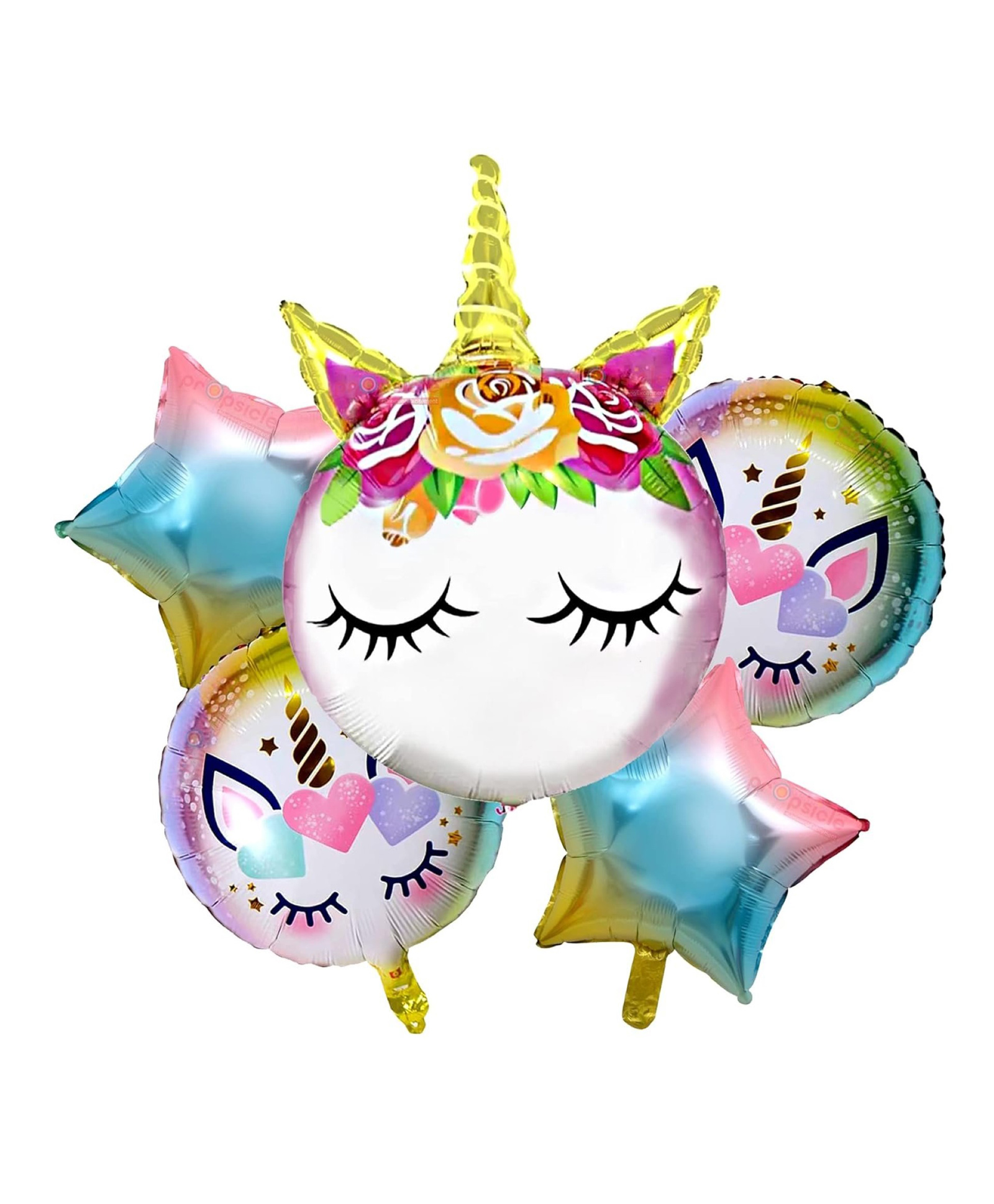 Bubble Trouble Birthday Foil Pink Unicorn Head Balloon Rainbow Color Pack of 5 Balloons Decoration Set for Baby Birthday | Theme Party Supplies Item...-image-32